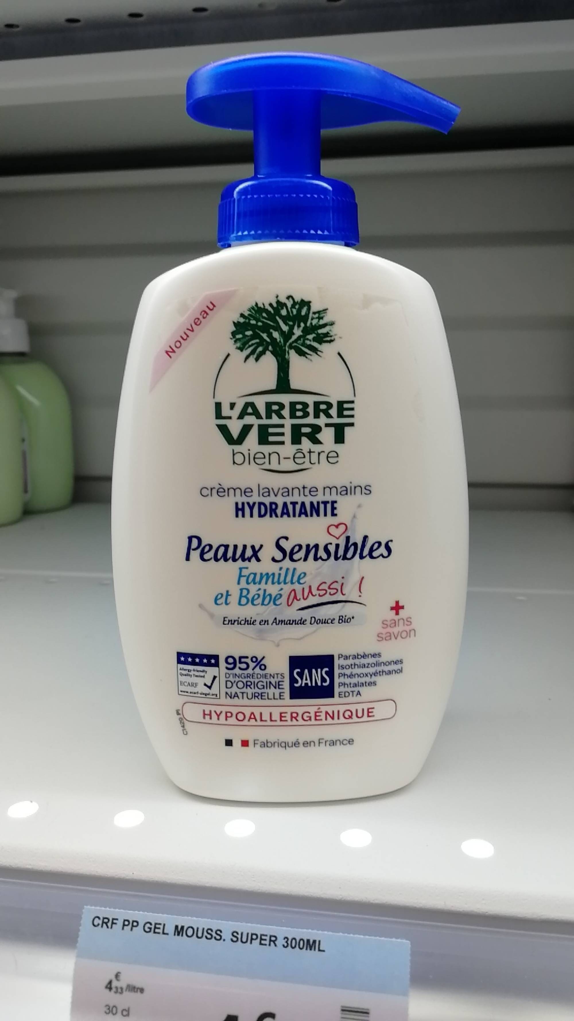 L'ARBRE VERT - Hydratante peaux sensibles - Crème lavante mains