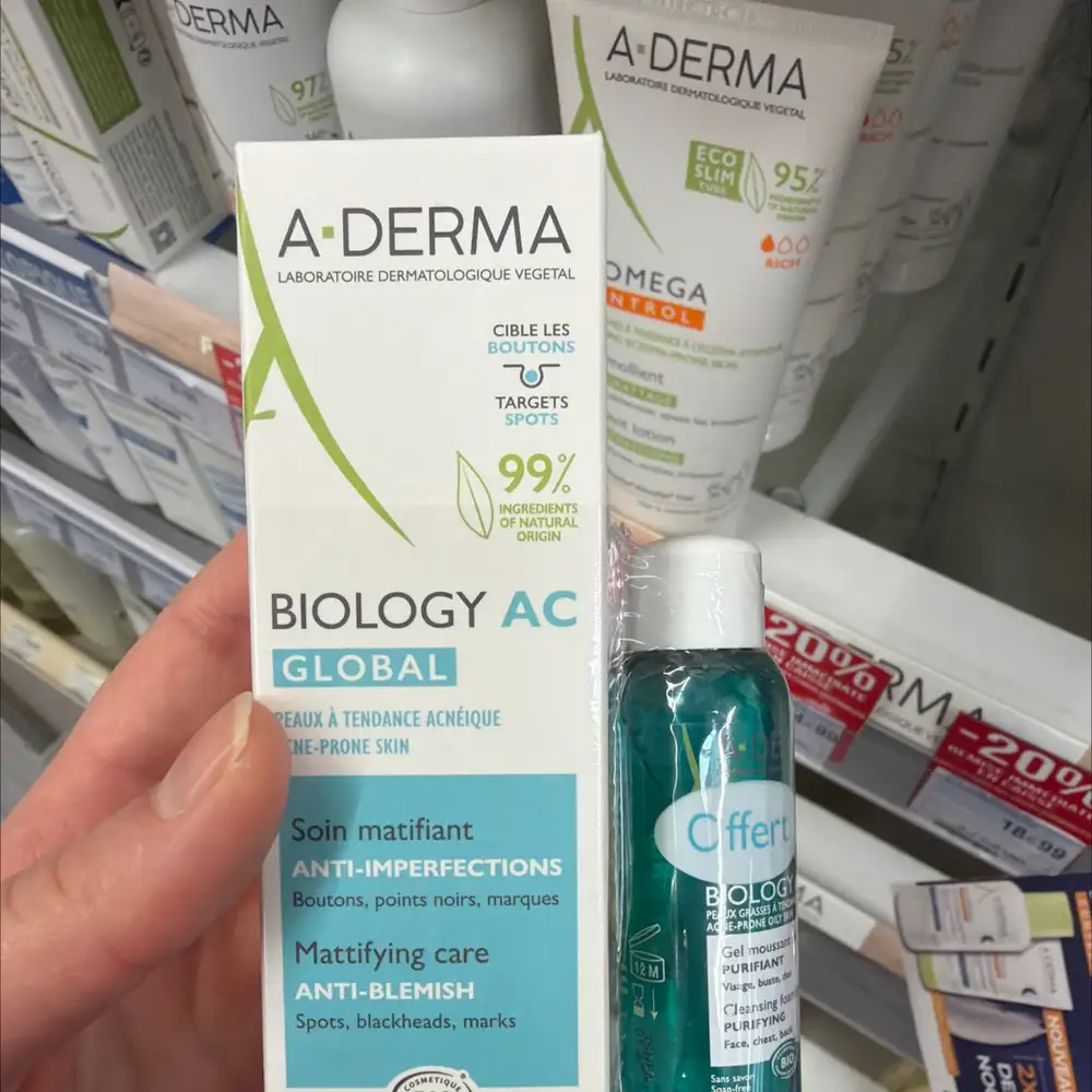 A-DERMA - Biology ac global - Soin matifiant anti-imperfections