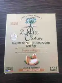 LE PETIT OLIVIER - Huile d'argan - Baume de nuit nourrissant anti-âge