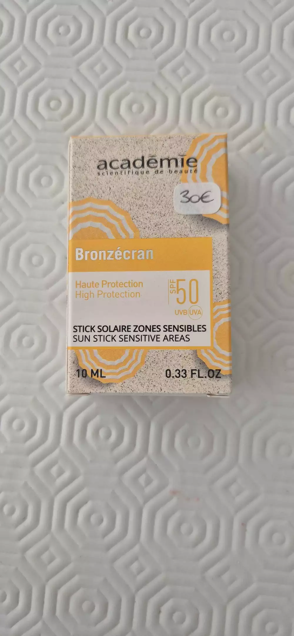 ACADEMIE - Bronzécran - Stick solaire zones sensibles SPF50