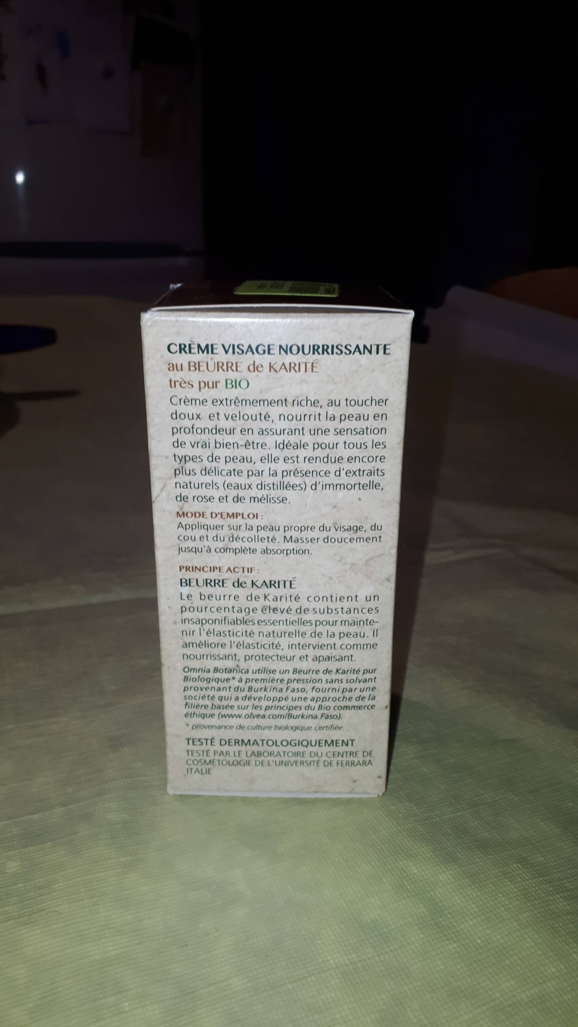 OMNIA BOTANICA - Crème visage nourrissante au beurre de karité