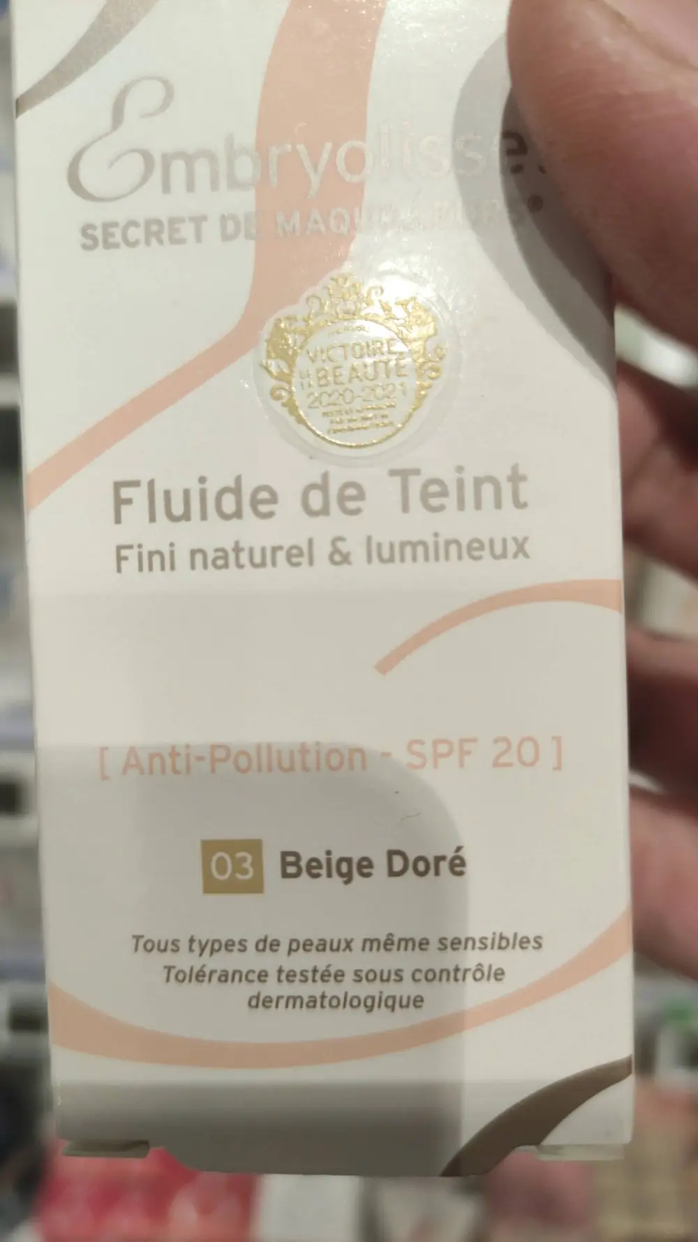 EMBRYOLISSE - Fluide de teint 03 beige doré SPF 20