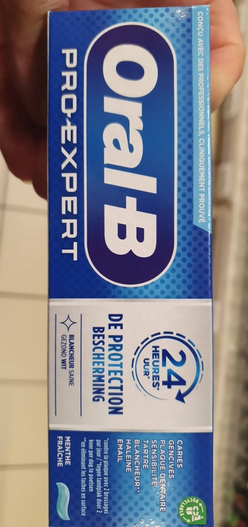 ORAL-B - Pro Expert - Dentifrice 24h de protection menthe fraîche