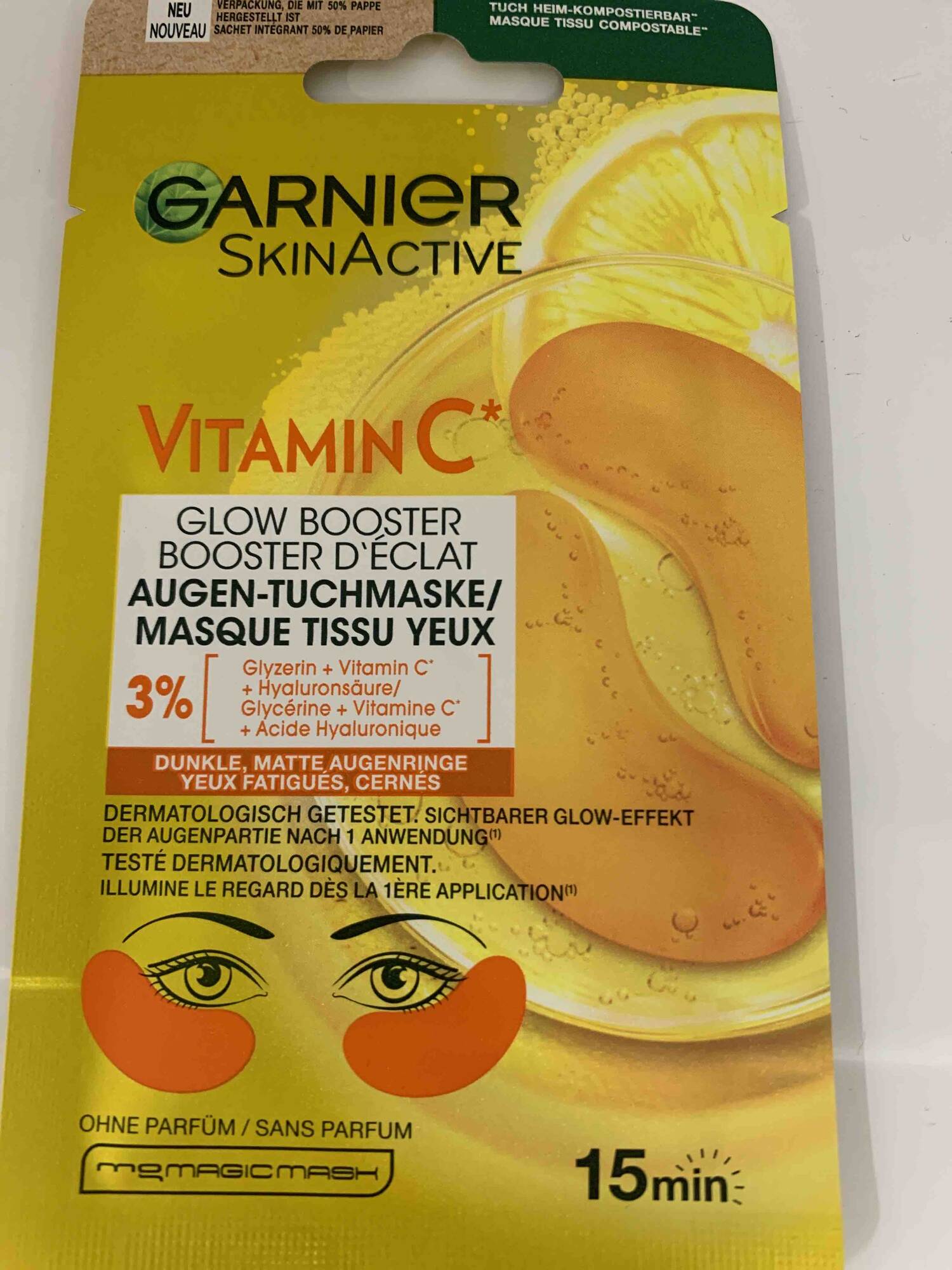 GARNIER - Skinactive vitamin C - Masque tissu yeux