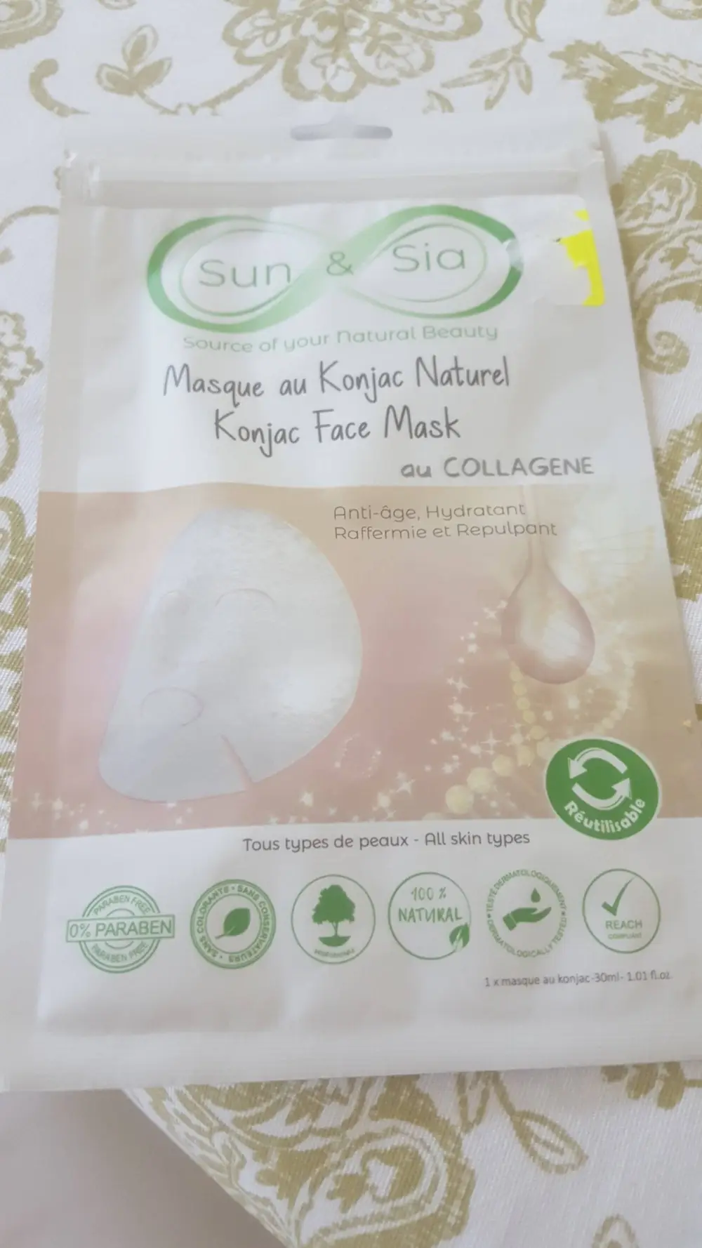 SUN & SIA - Masque au Konjac Naturel au Collagene