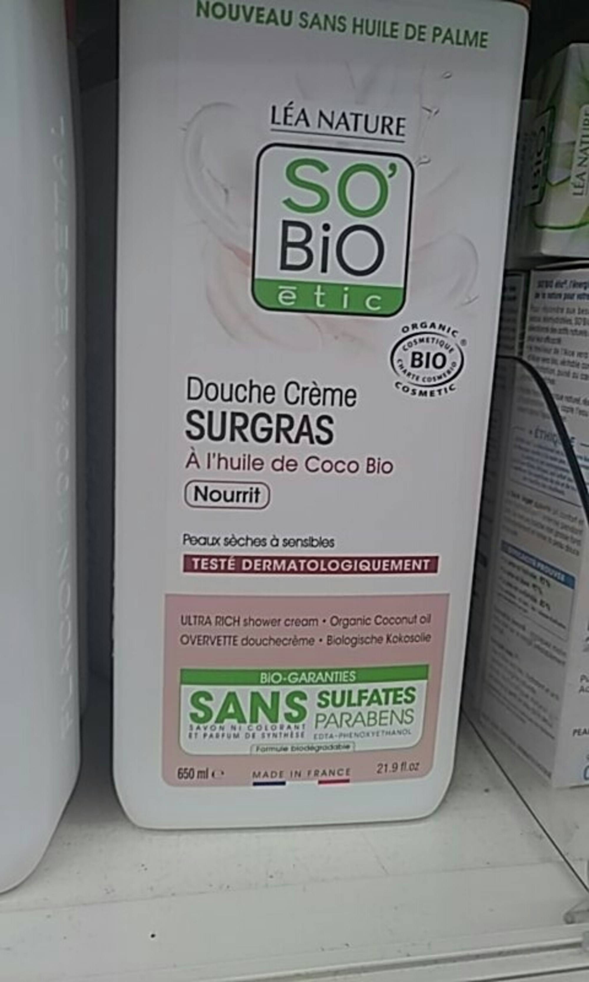 SO'BIO ÉTIC - Douche crème surgras à l'huile de coco bio