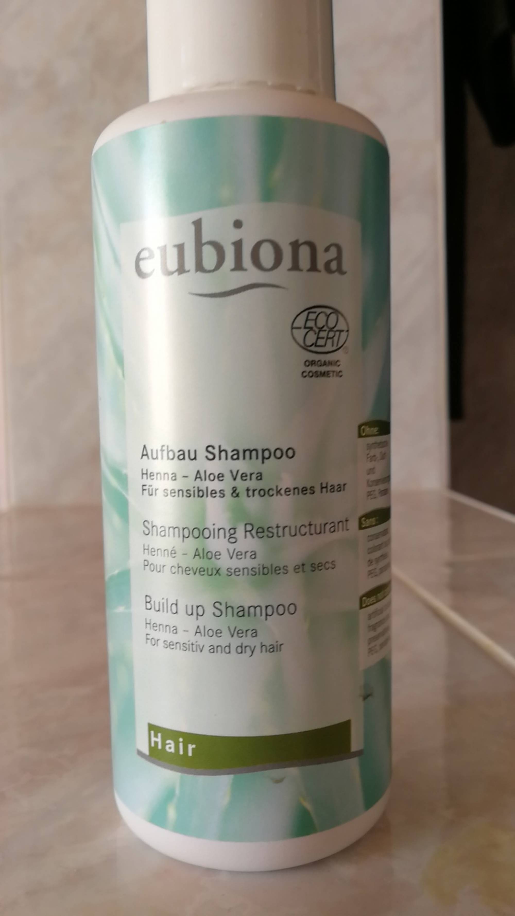 EUBIONA - Shampooing restructurant - Henné - Aloe vera - Pour cheveux sensibles et secs