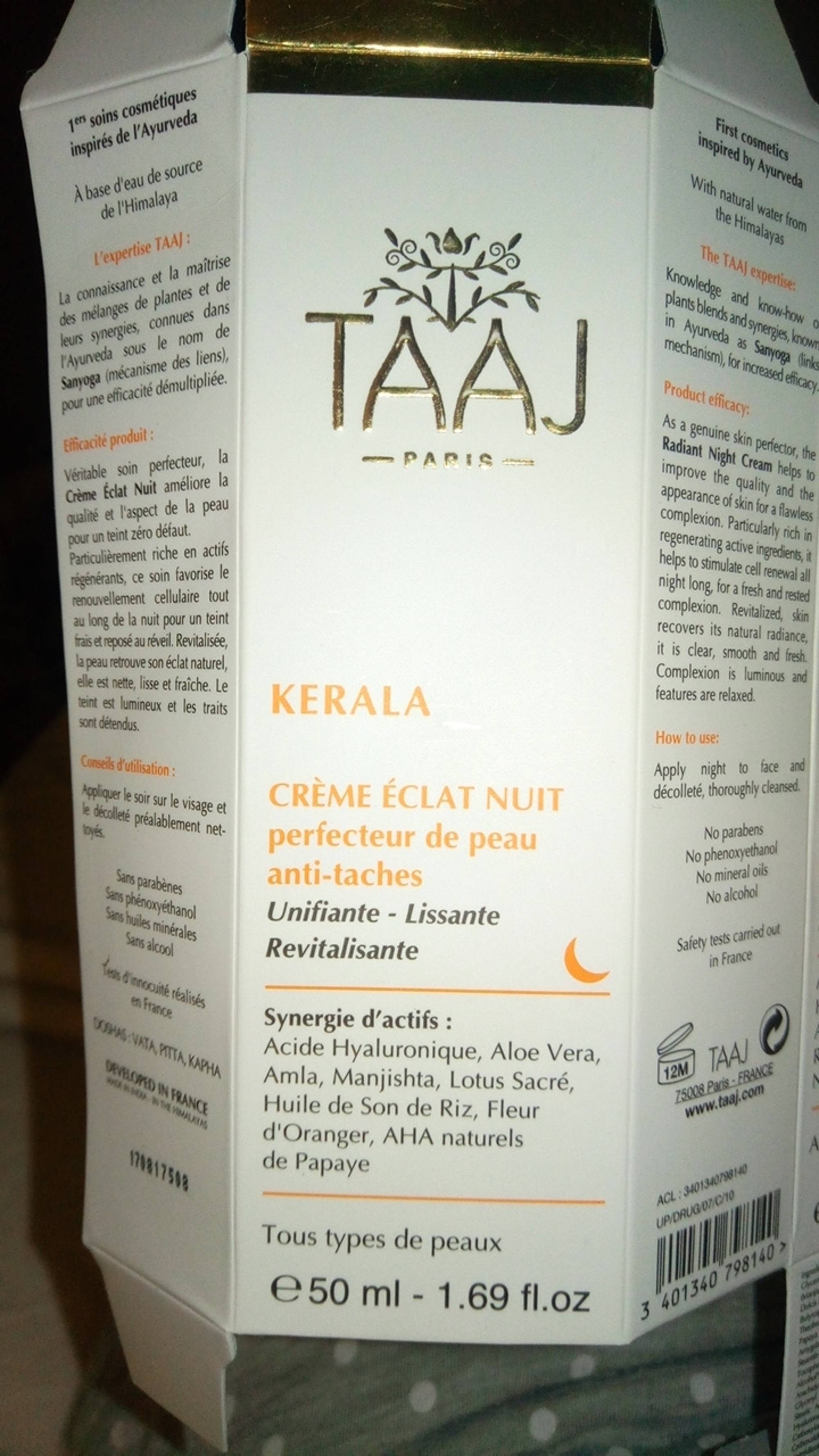 TAAJ PARIS - Kerala - Crème éclat nuit