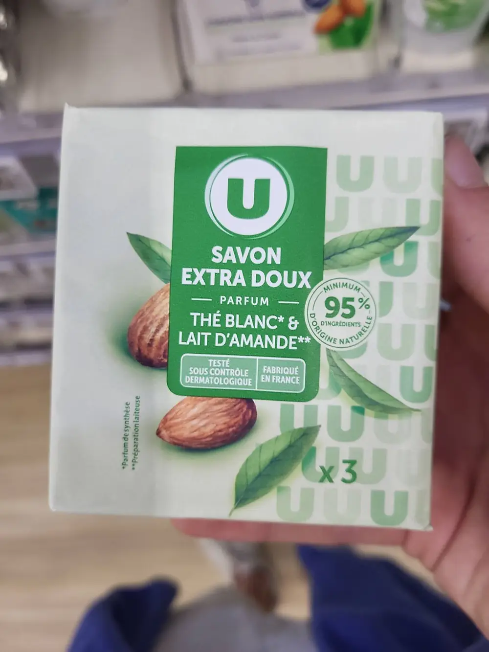 U - Savon extra doux parfum thé blanc et lait d'amande