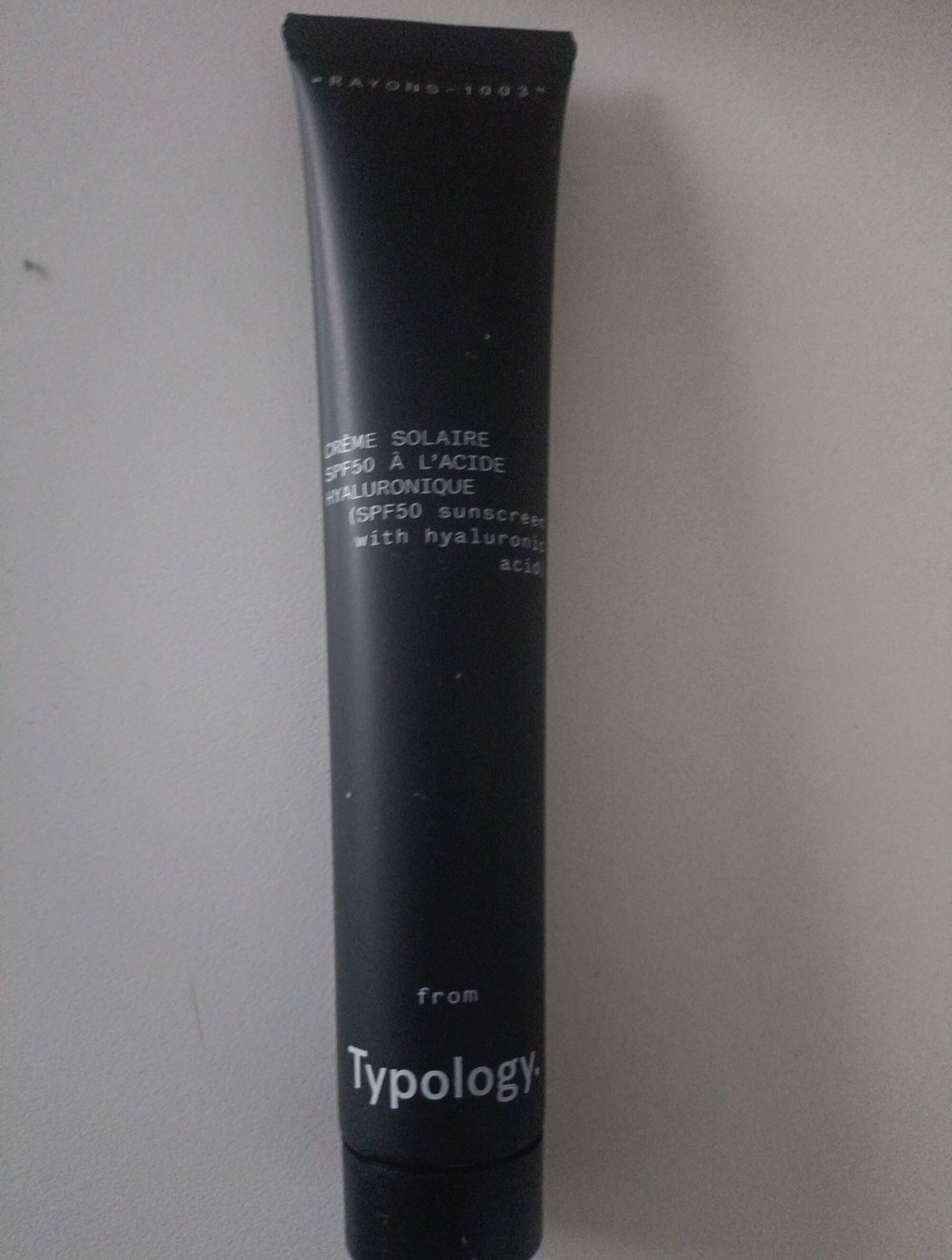 TYPOLOGY - Crème solaire à l'acide hyaluronique SPF 50 