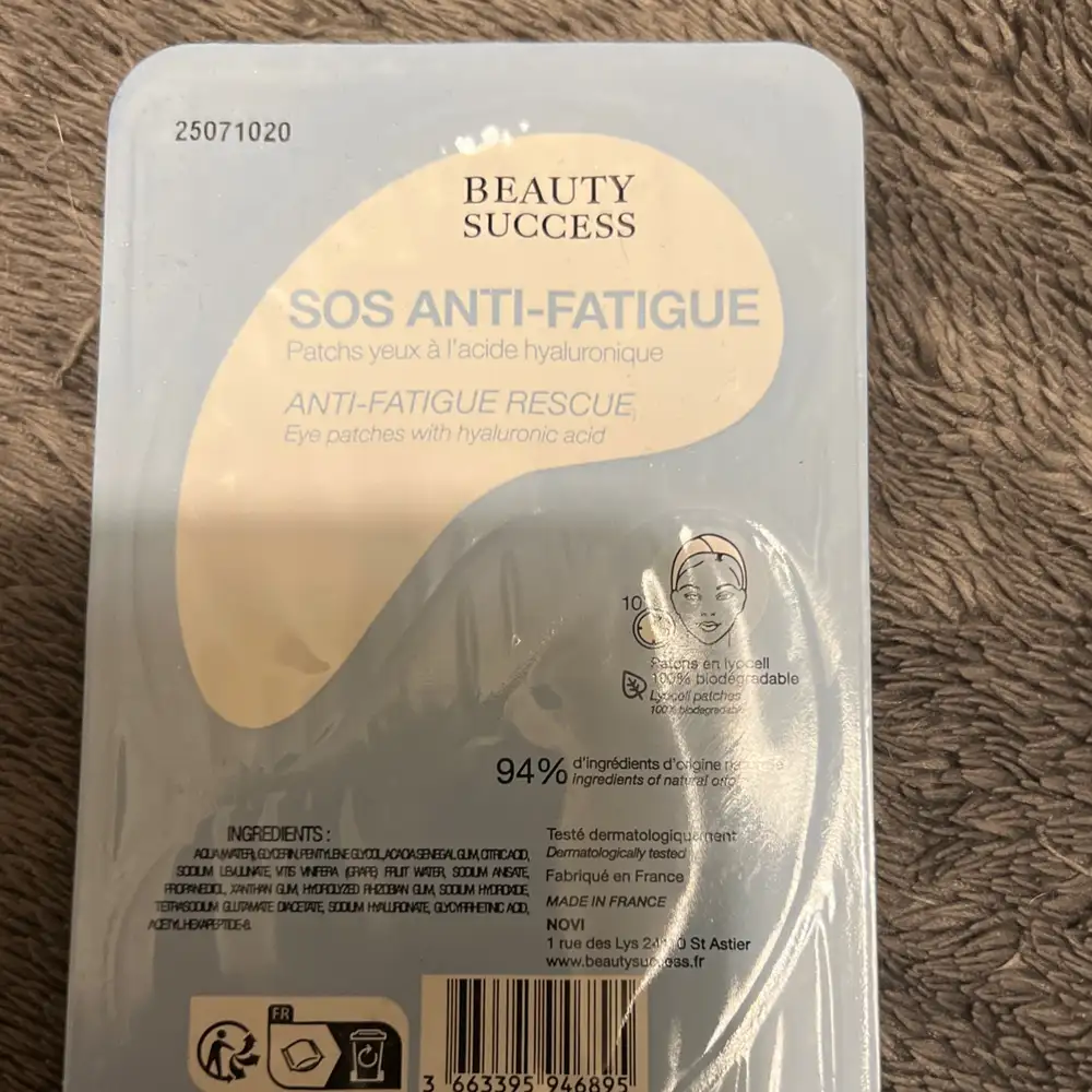 BEAUTY SUCCESS - SOS anti-fatigue - Patchs yeux à l'acide hyaluronique