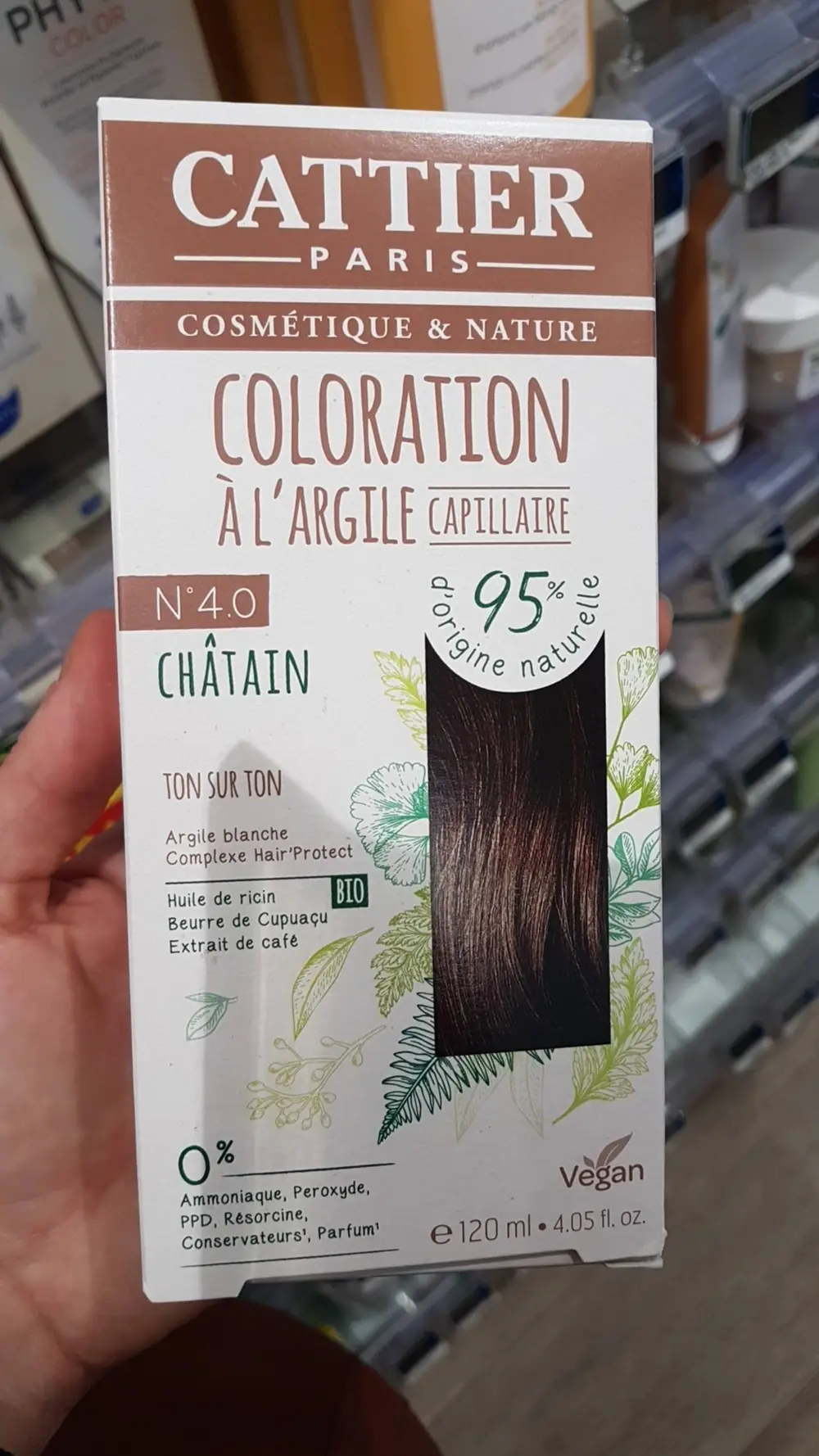 CATTIER - Coloration à l'argile bio n°4.0 châtain