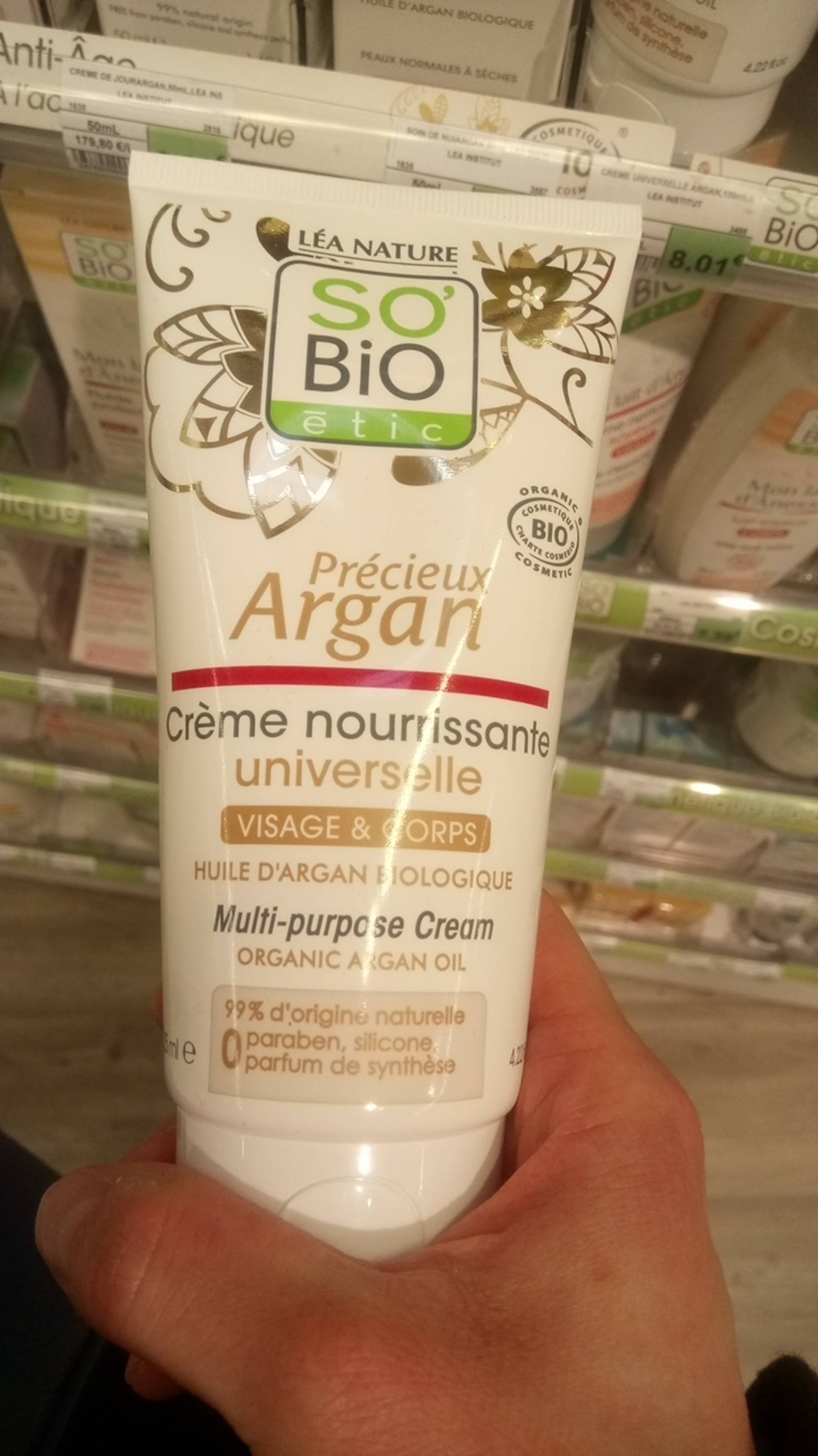 SO'BIO ÉTIC - Précieux Argan - Crème nourrissante universelle