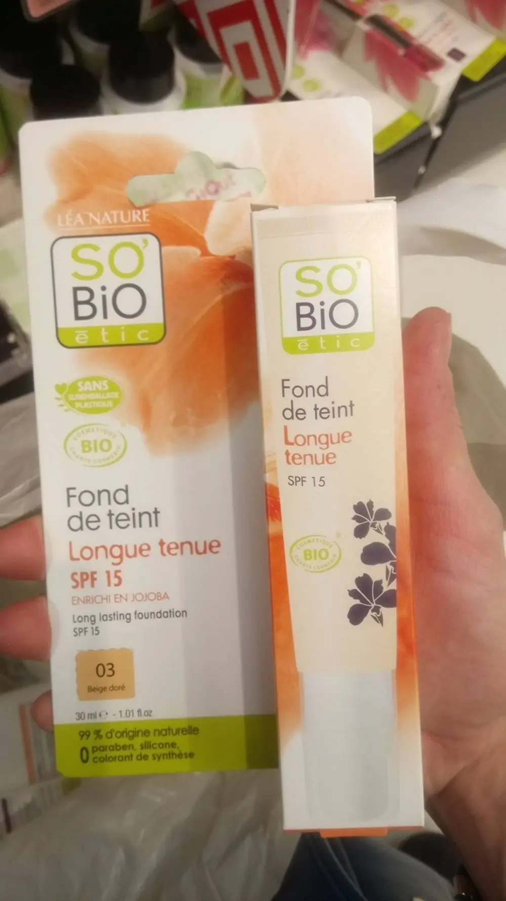 SO'BIO ÉTIC - Fond de teint longue tenue spf 15 - 03 beige doré