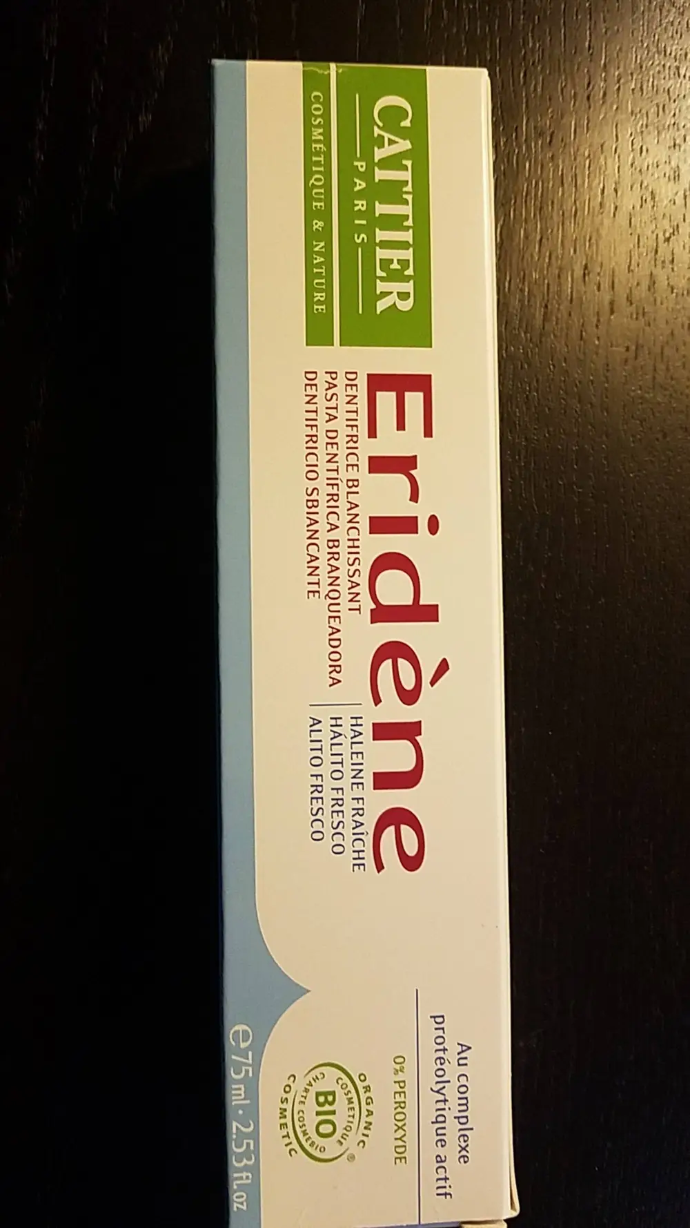 CATTIER - Eridène - Dentifrice blanchissant haleine fraîche