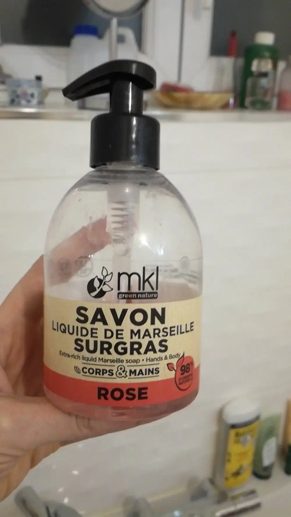 MKL GREEN NATURE - Savon liquide de marseille surgras rose