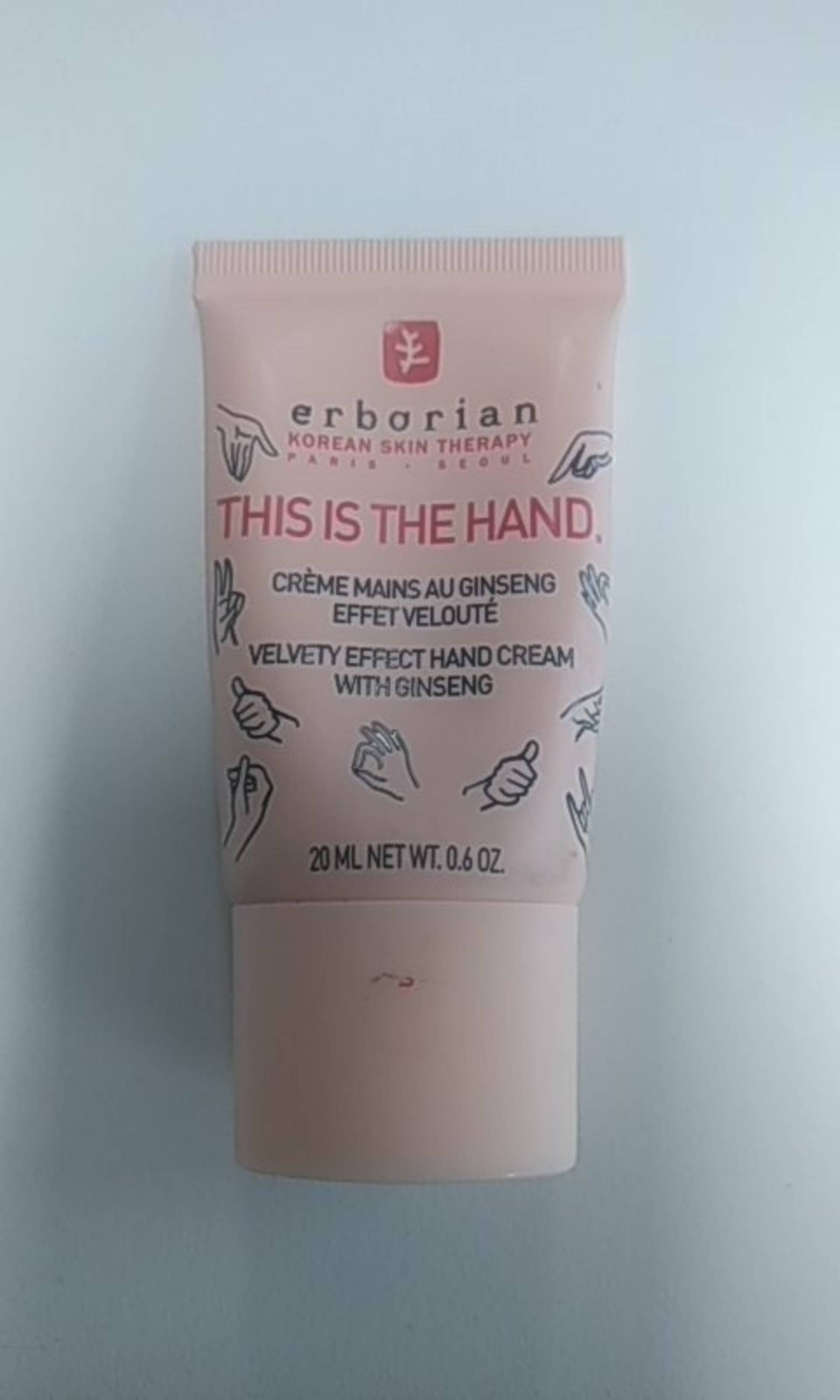 ERBORIAN - This is the hand - Crème mains au ginseng effet velouté