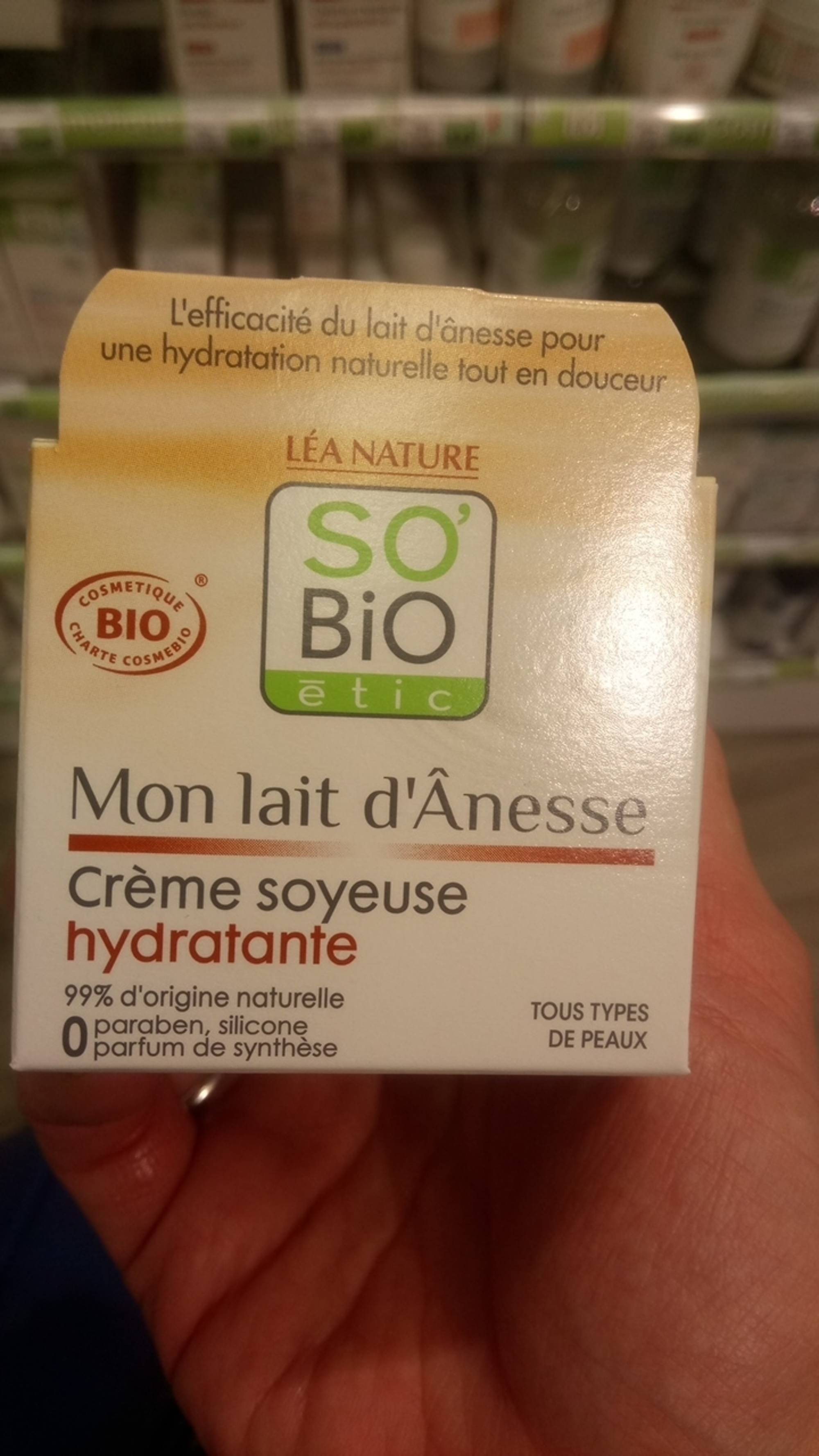 SO'BIO ÉTIC - Mon lait d'ânesse - Crème soyeuse hydratante bio