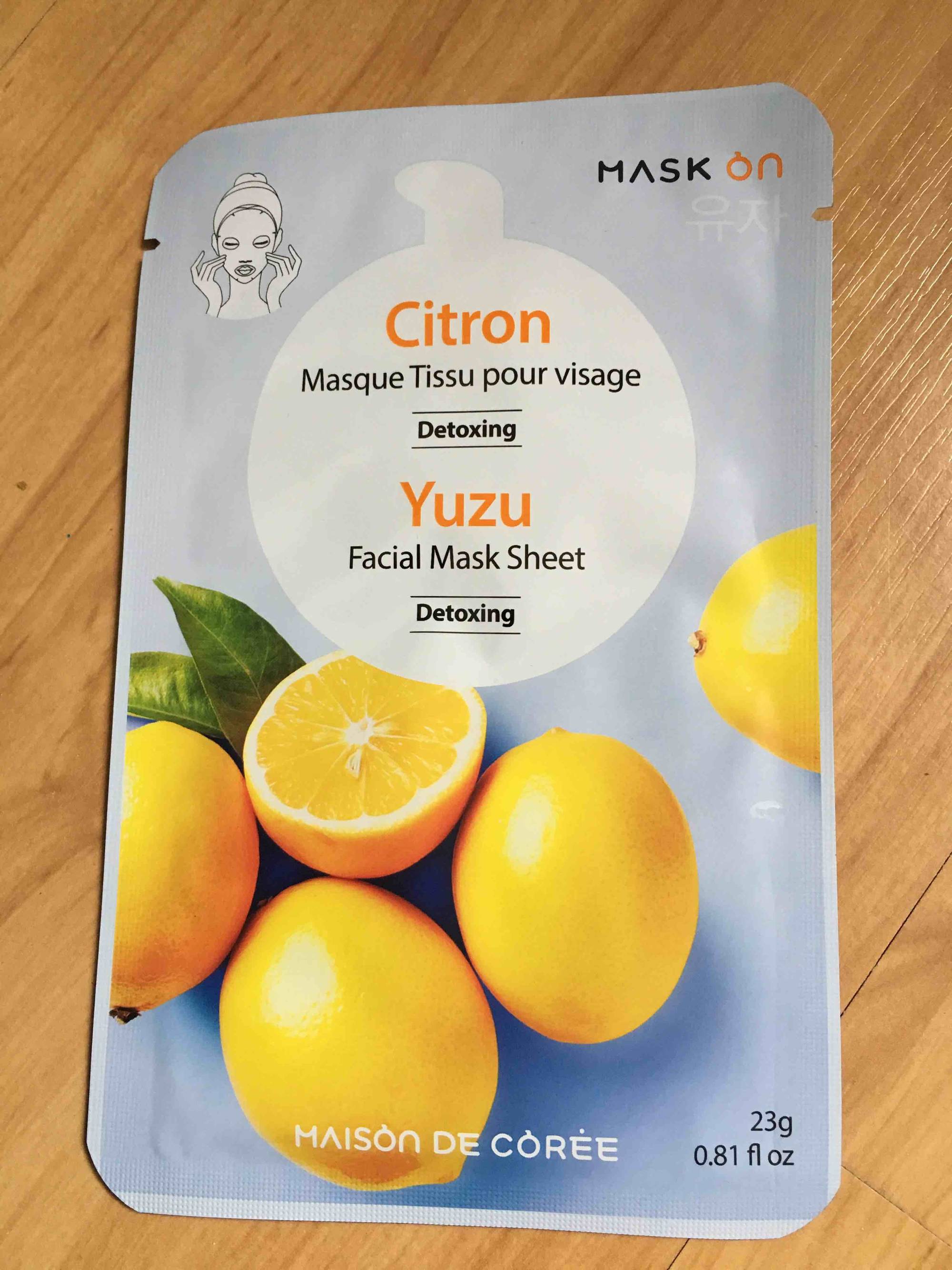 MAISON DE CORÉE - Citron - Masque tissu pour visage