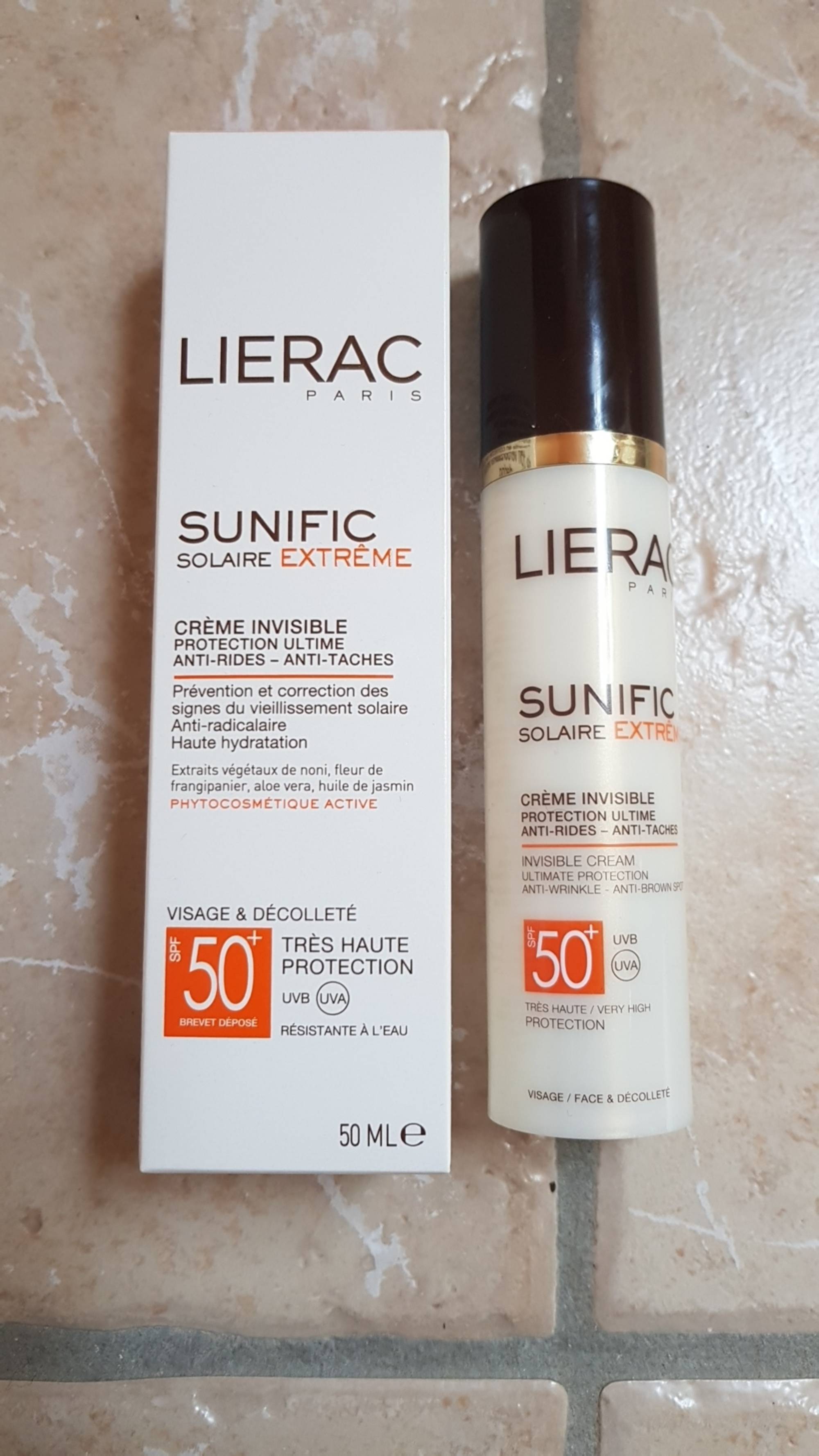 LIÉRAC - Sunific Solaire Extrême - Crème invisible visage et décolleté SPF 50+