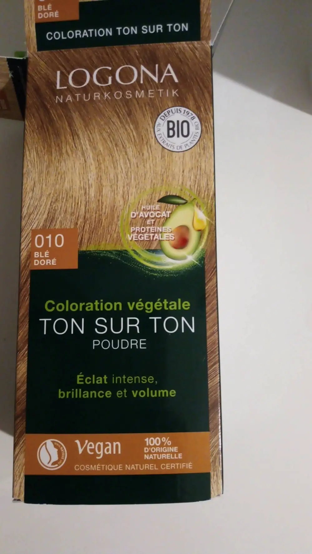 LOGONA - Coloration végétale ton sur ton poudre 010 blé doré bio