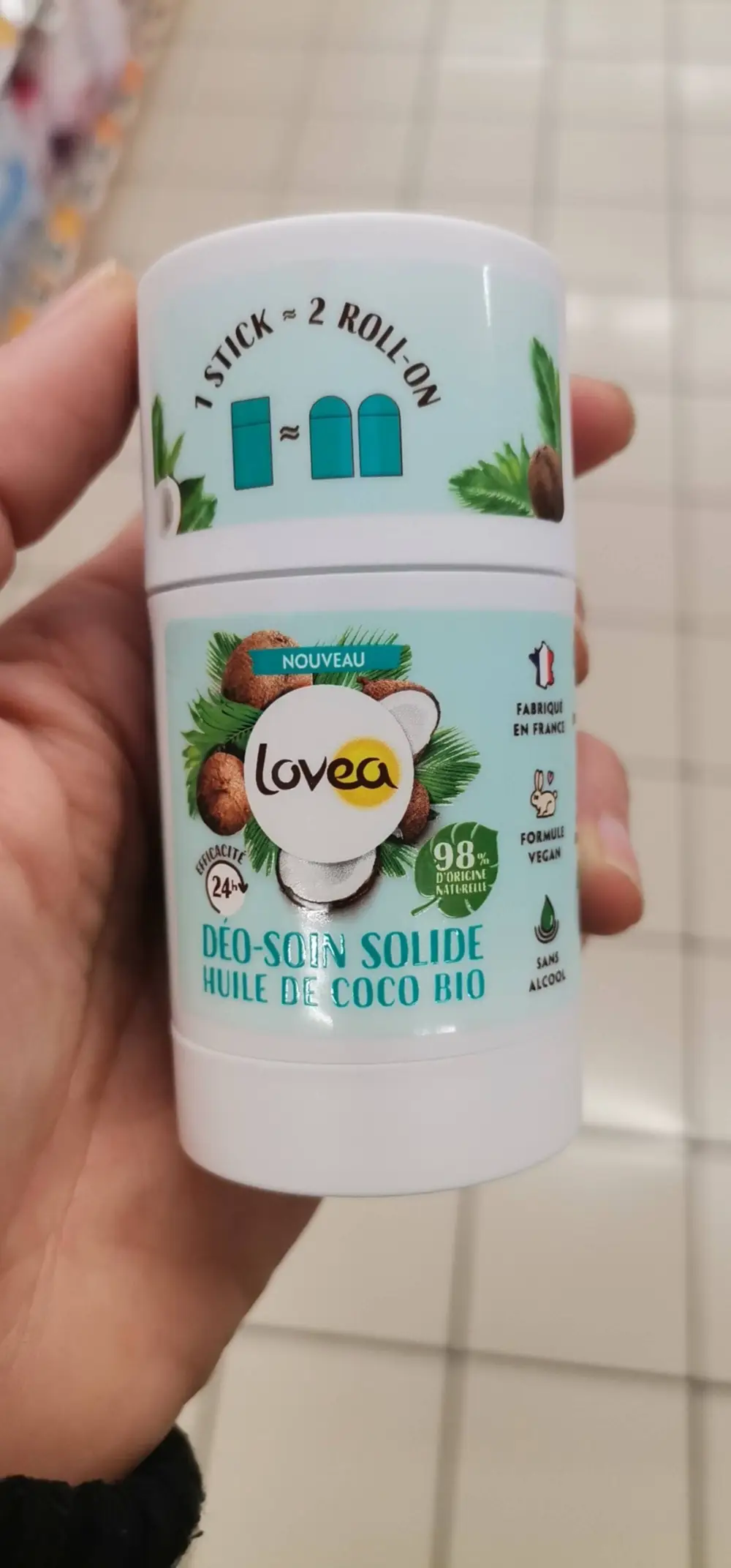 LOVEA - Huile coco bio - Déo-soin solide