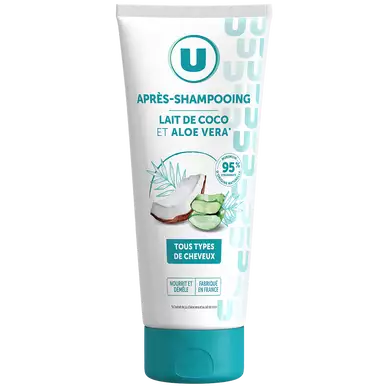 PRODUIT U - PRODUIT U U Après shampooing Tous types de cheveux, lait de coco & aloe véra - 200ml