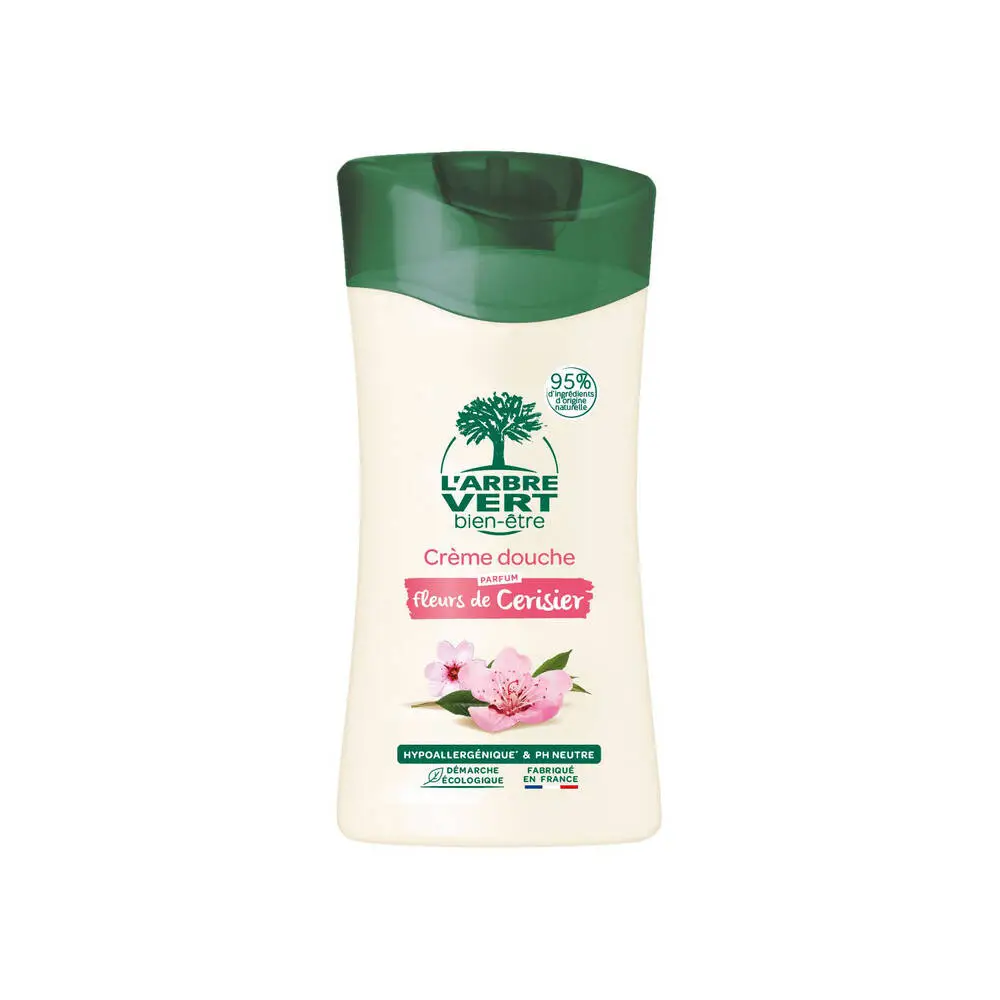 L'ARBRE VERT BIEN-ÊTRE - L'Arbre Vert Bien-être Crème Douche Parfum fleurs de Cerisier - Hypoallergénique et pH Neutre - 95% d'ingrédients d'origine naturelle - 250mL