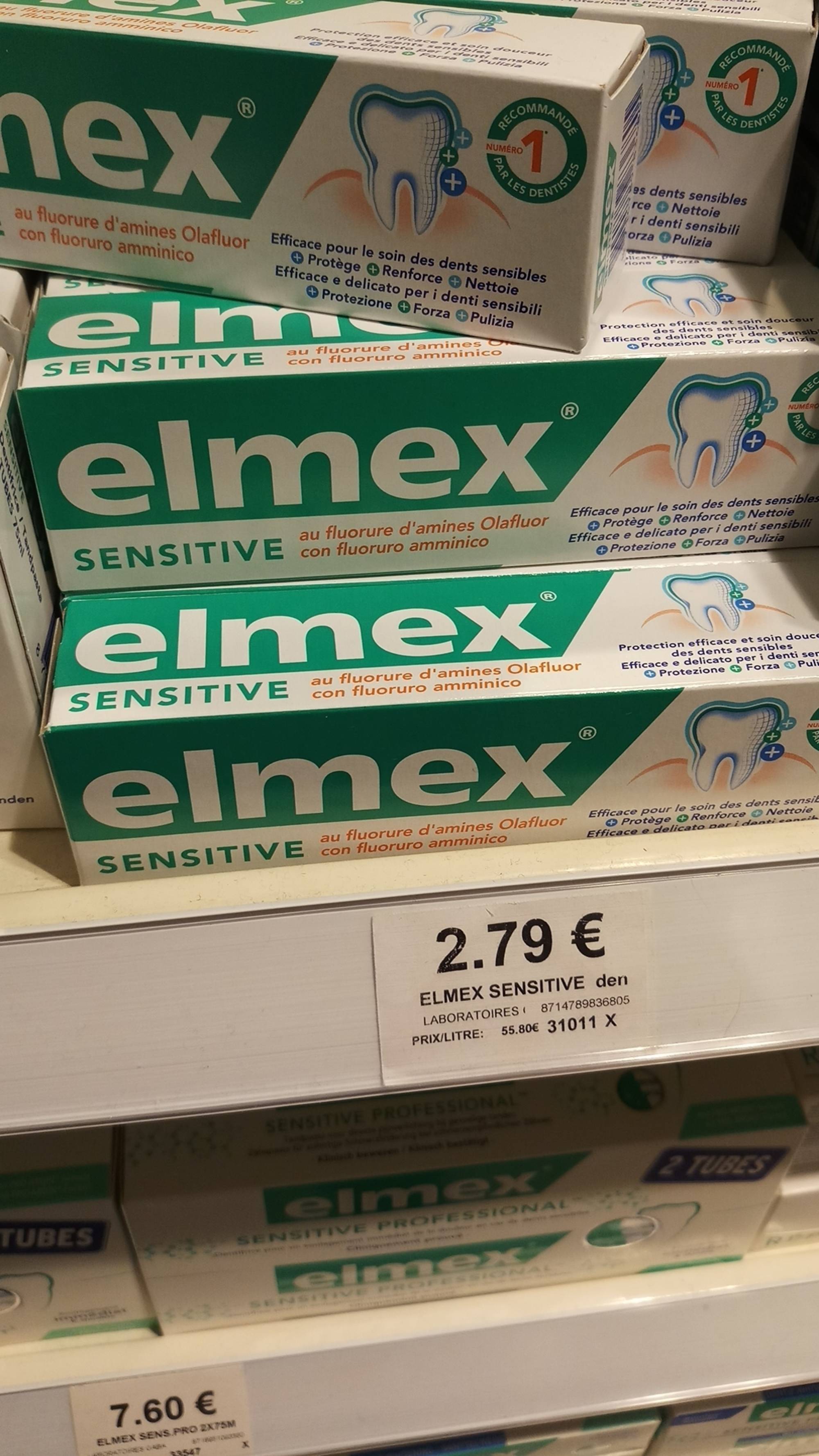 ELMEX - Sensitive au fluor d'amines olafluor - Dentifrice