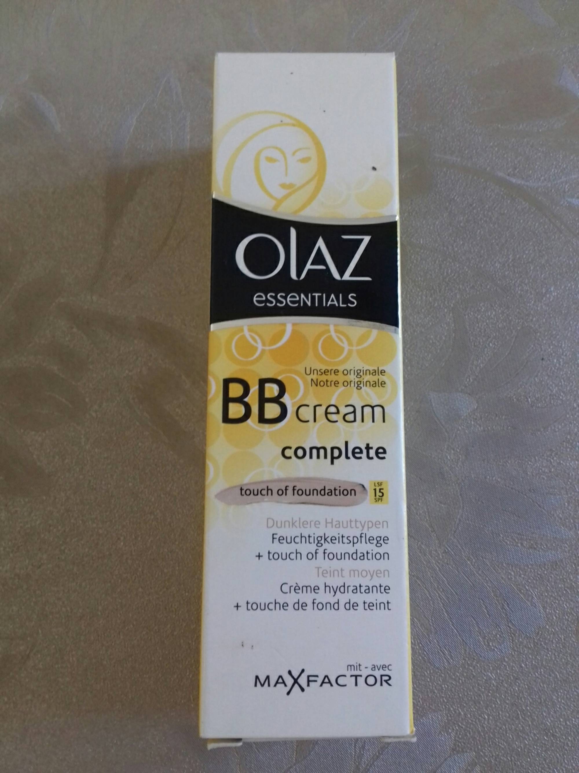 OLAZ - BB cream complete - Touch of foundation - Teint moyen - Crème hydratante + touche de fond de teint - SPF 15