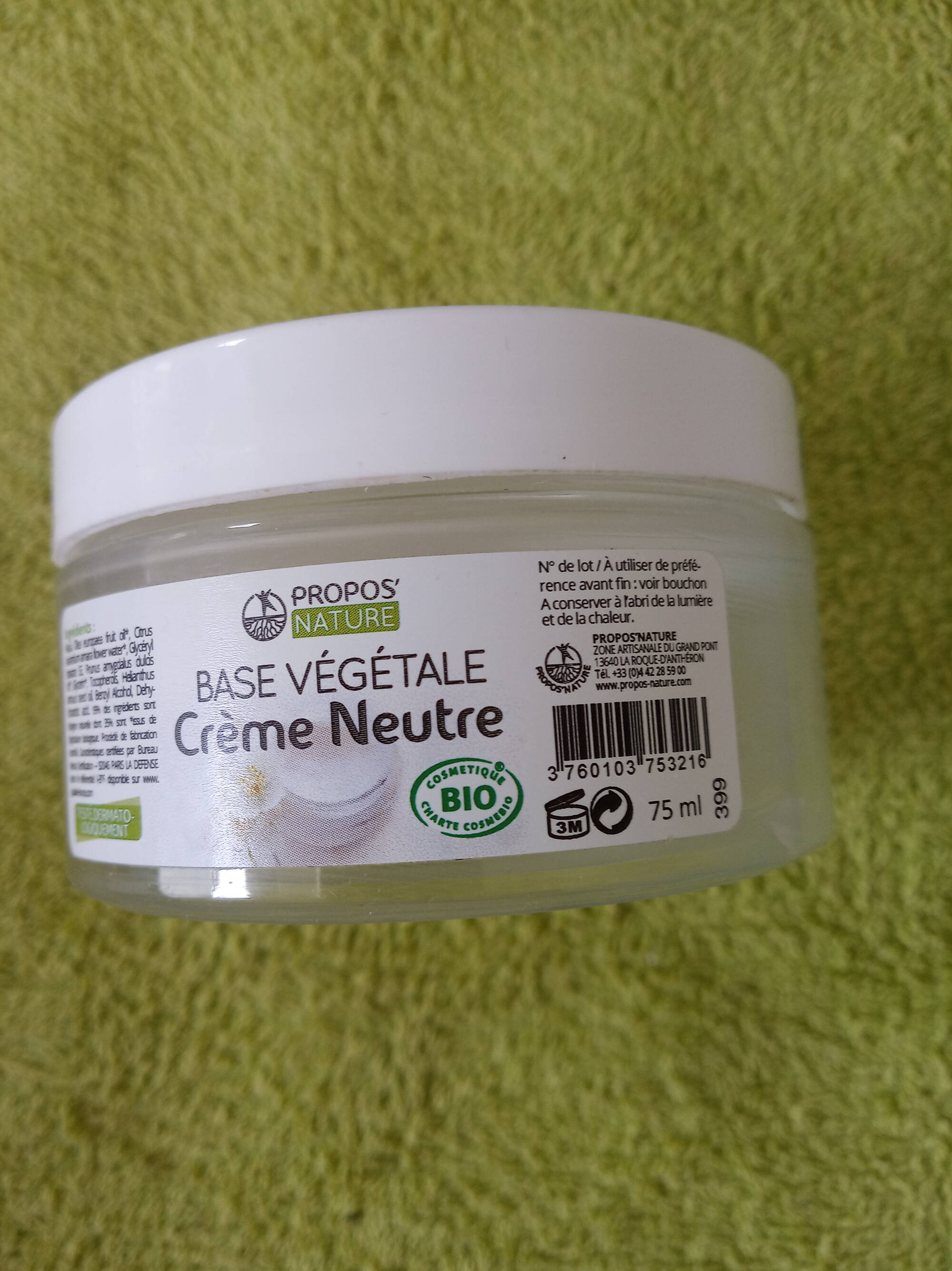 PROPOS'NATURE - Base végétale - Crème neutre