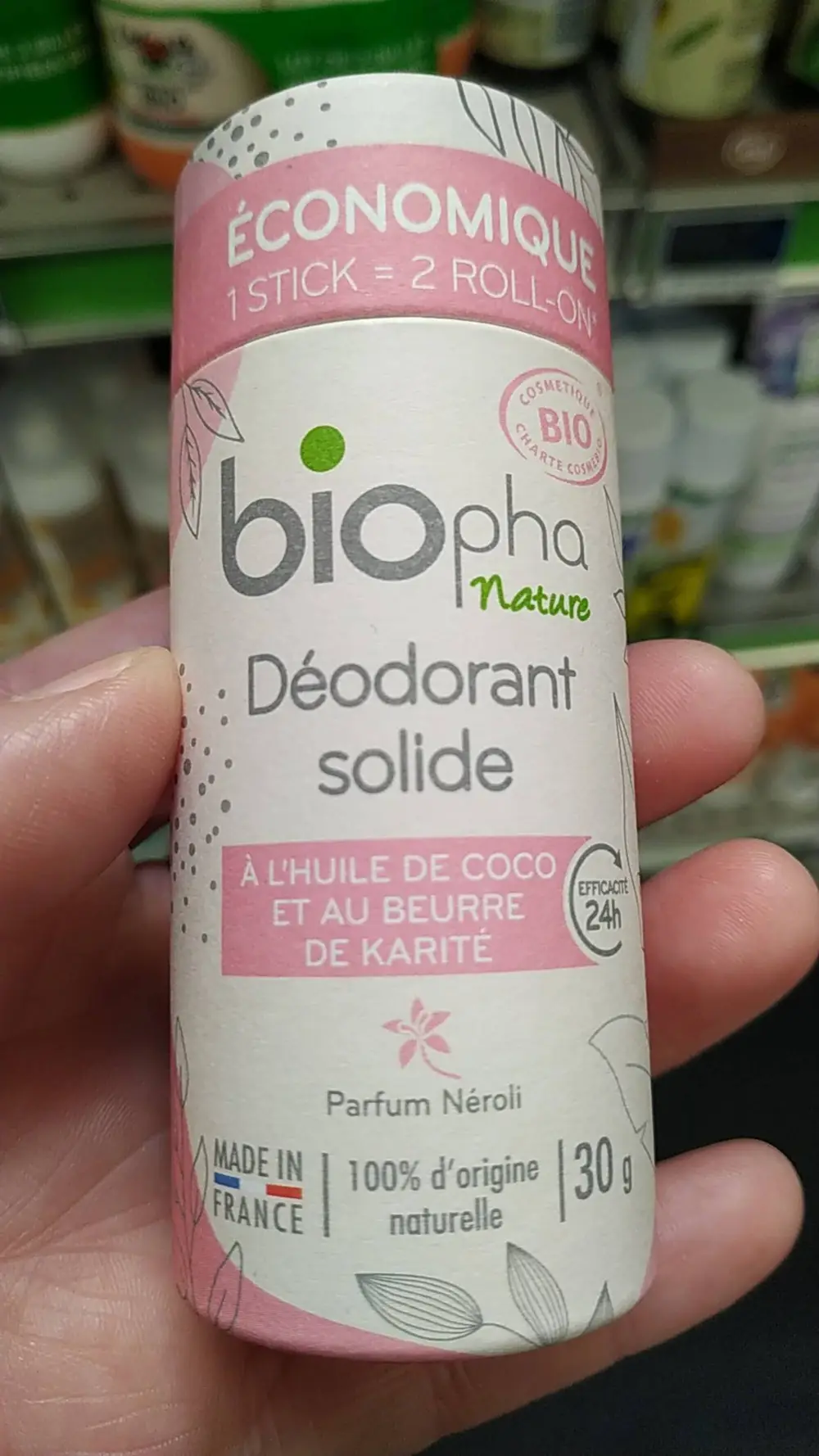 BIOPHA NATURE - Huile de coco et au Beurre de karité - Déodorant solide