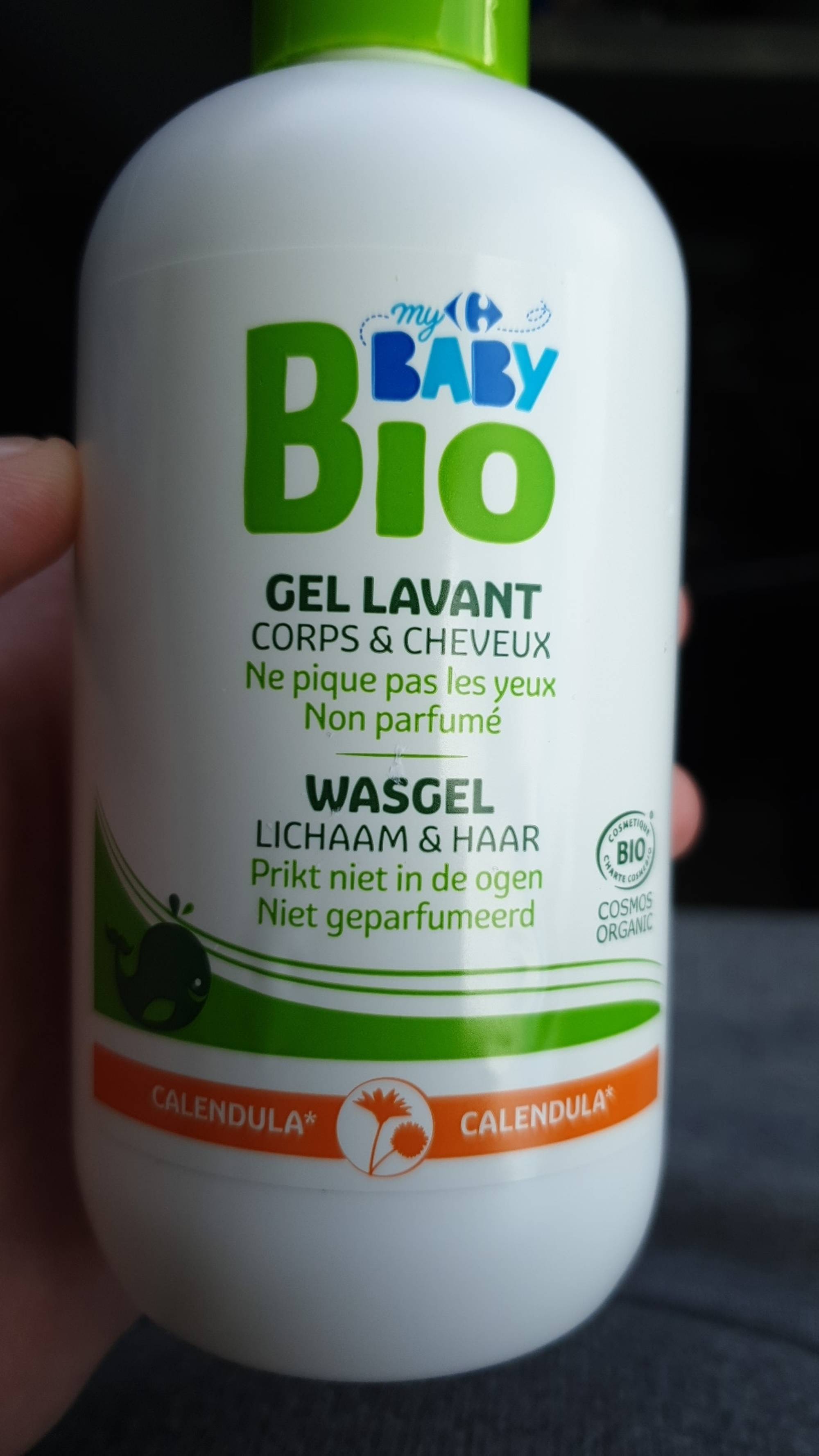 Carrefour Gel Lavant Baby Bio corps et cheveux, ne pique pas les yeux sans  parfum - Calendula - INCI Beauty