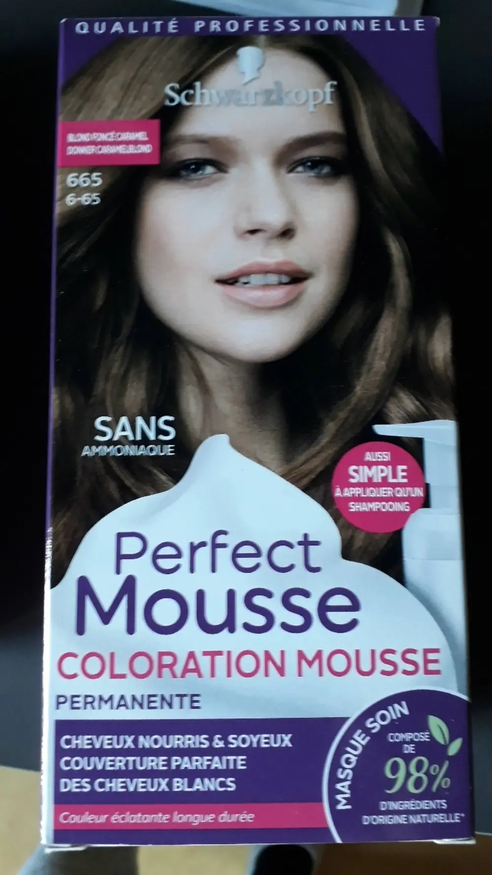 SCHWARZKOPF - Perfect Mousse - Coloration mousse 665 Blond foncé caramel