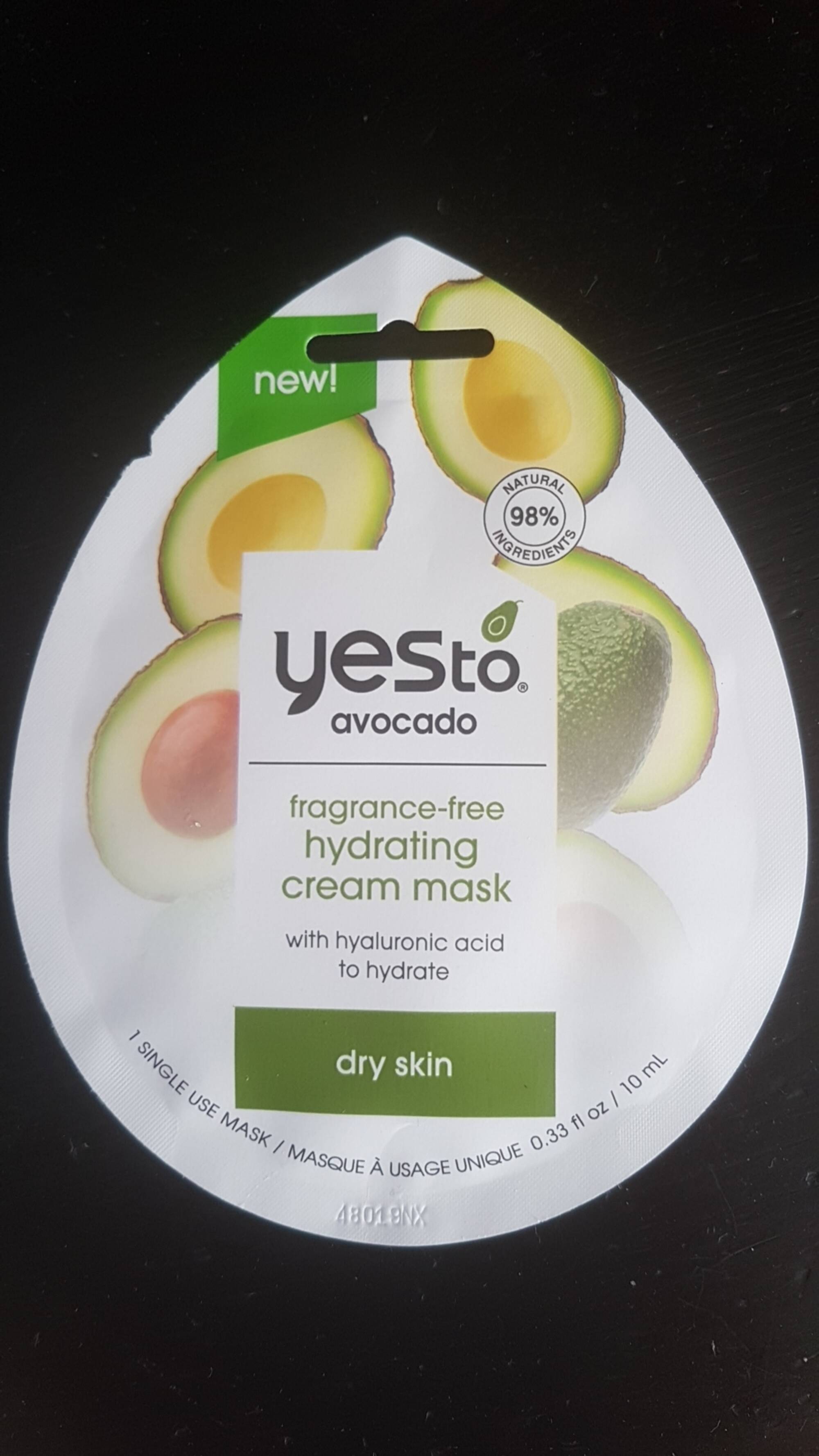 YES TO - Avocado - Fragrance-free hydrating cream mask