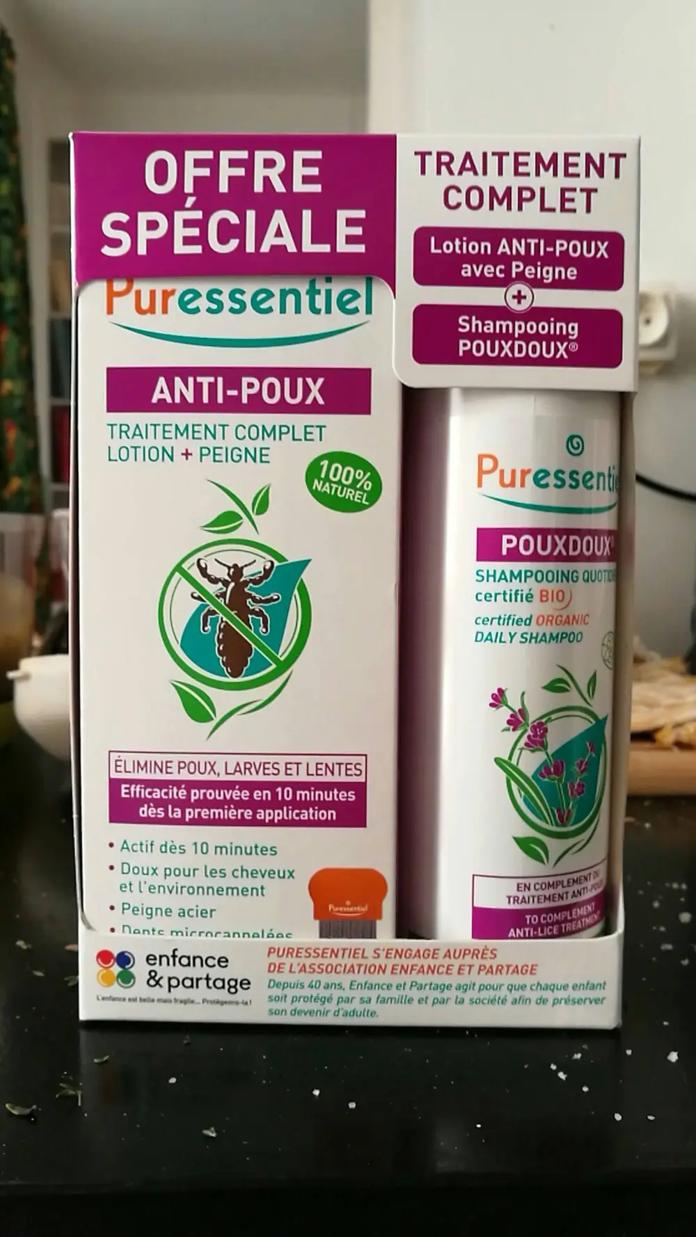 PURESSENTIEL - Traitement complet - Lotion anti-poux avec peigne, shampooing pouxdoux