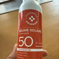PHARMACIE GRIGNON - Brume solaire texture légère SPF50