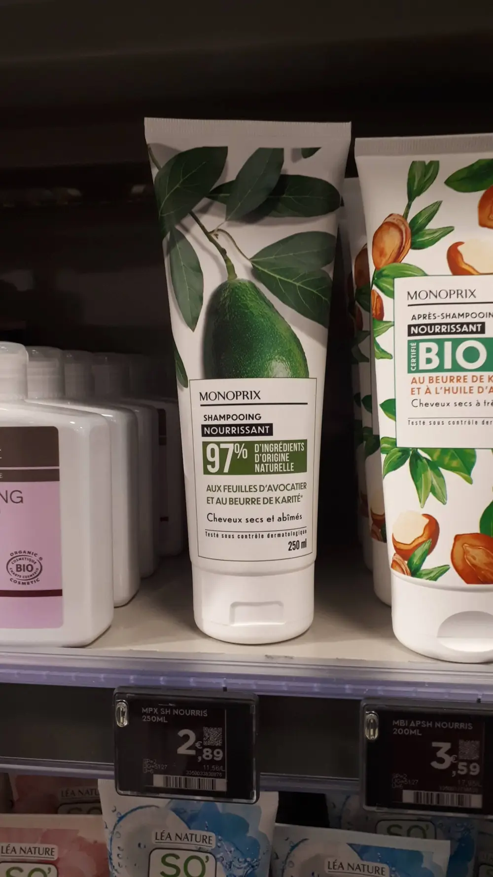 MONOPRIX - Shampooing nourrissant aux feuilles d'avocatier et au beurre de karité