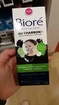 BIORÉ - Masque auto-chauffant 1 minute chrono au charbon Peaux normales à grasses