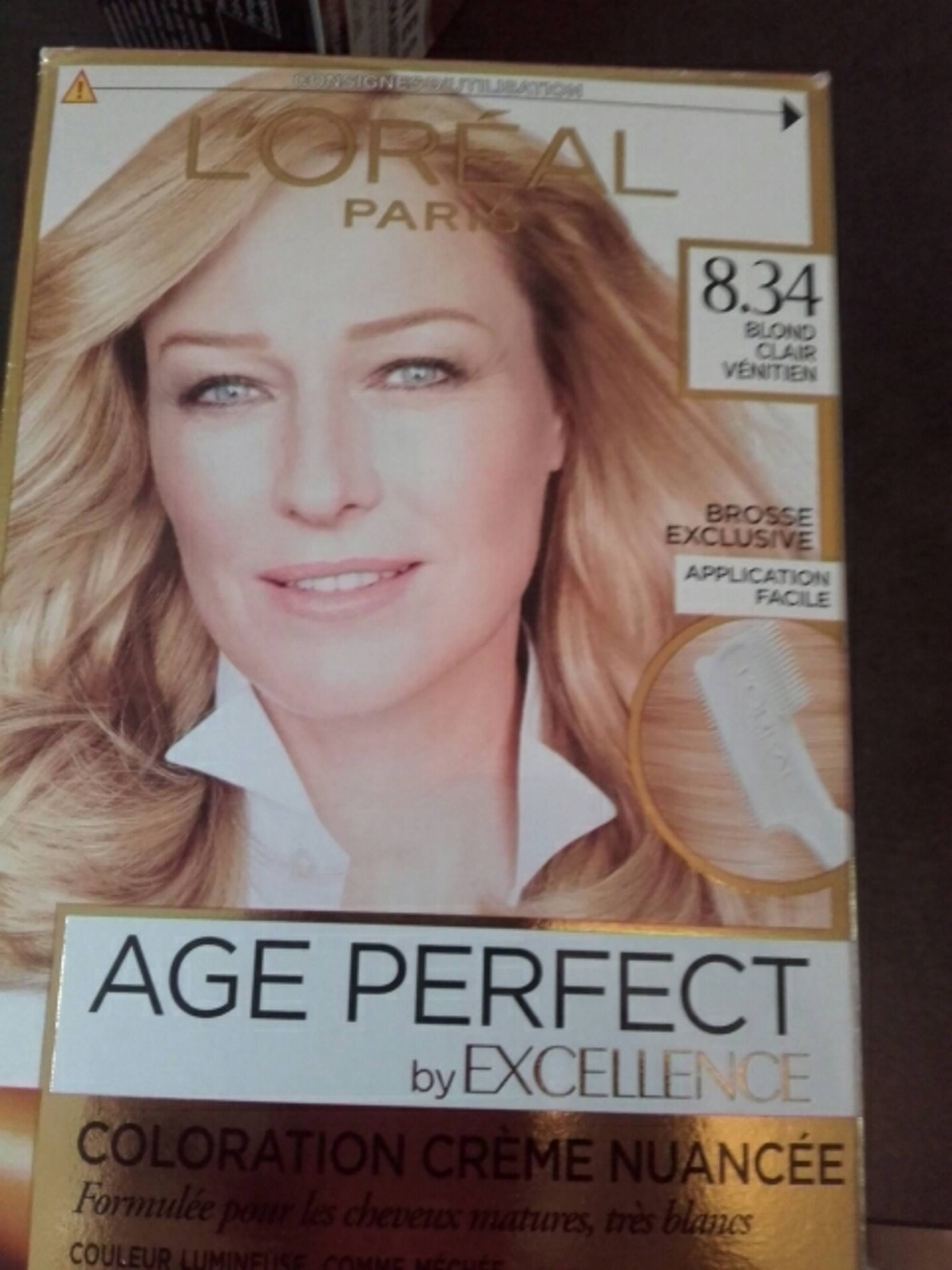 L'ORÉAL - Age perfect - Coloration crème nuancée 8.34 blond clair vénitien