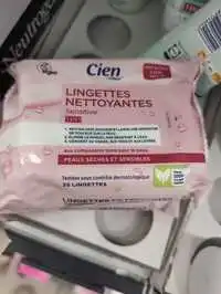 CIEN - 25 Lingettes nettoyantes sensitives 3 en 1