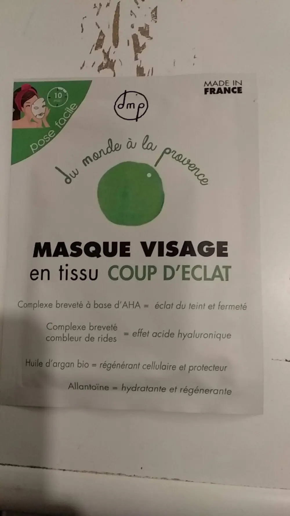 DMP DU MONDE À LA PROVENCE - Masque visage en tissu coup d'éclat