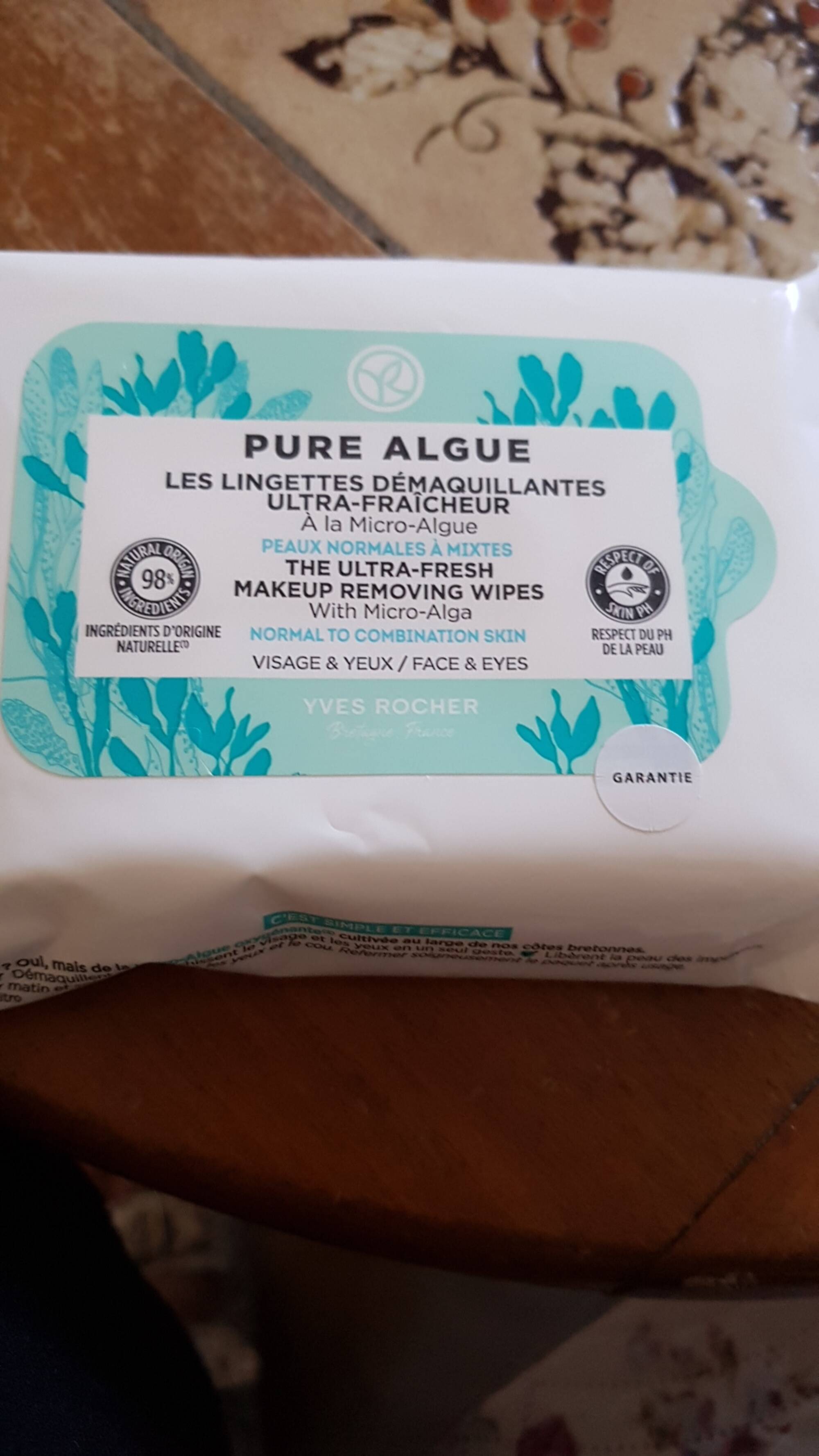 YVES ROCHER - Pure algue - Les lingettes démaquillantes ultra-fraîcheur
