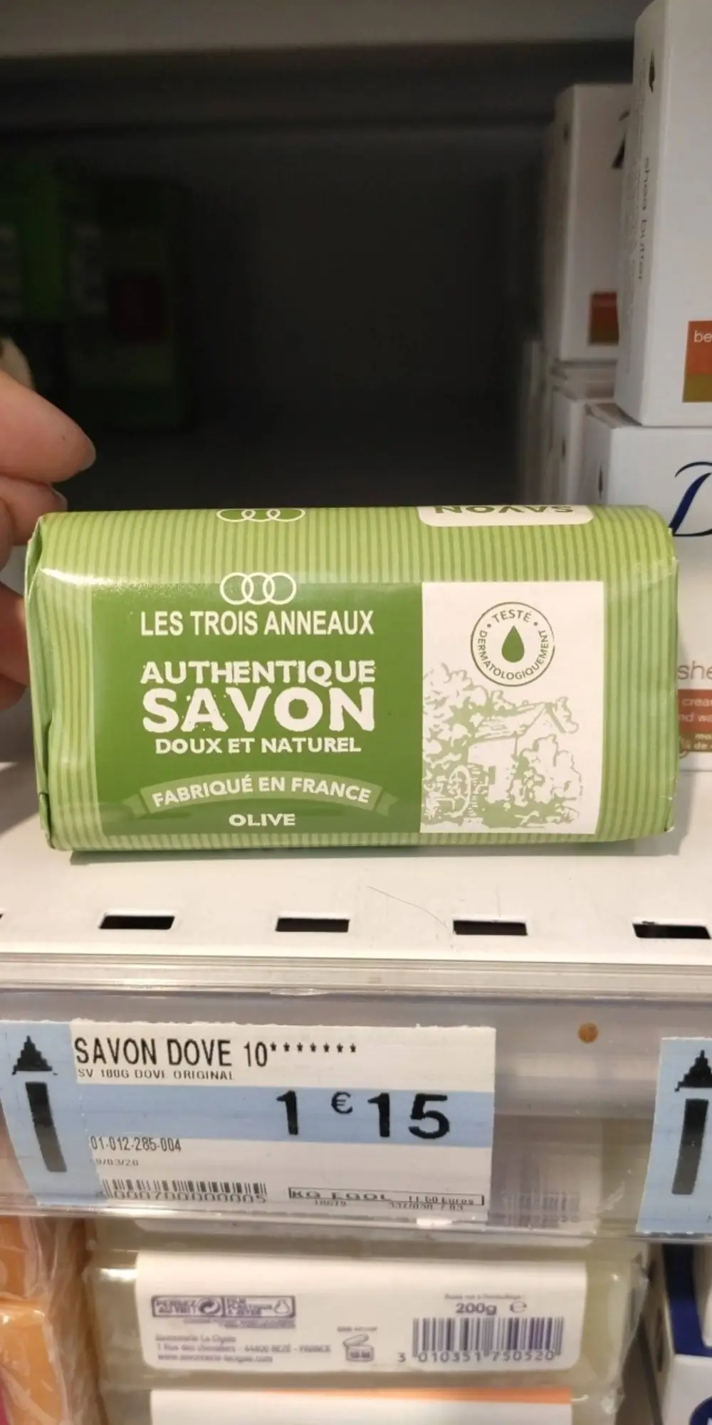 LES TROIS ANNEAUX - Olive - Authentique savon doux et naturel