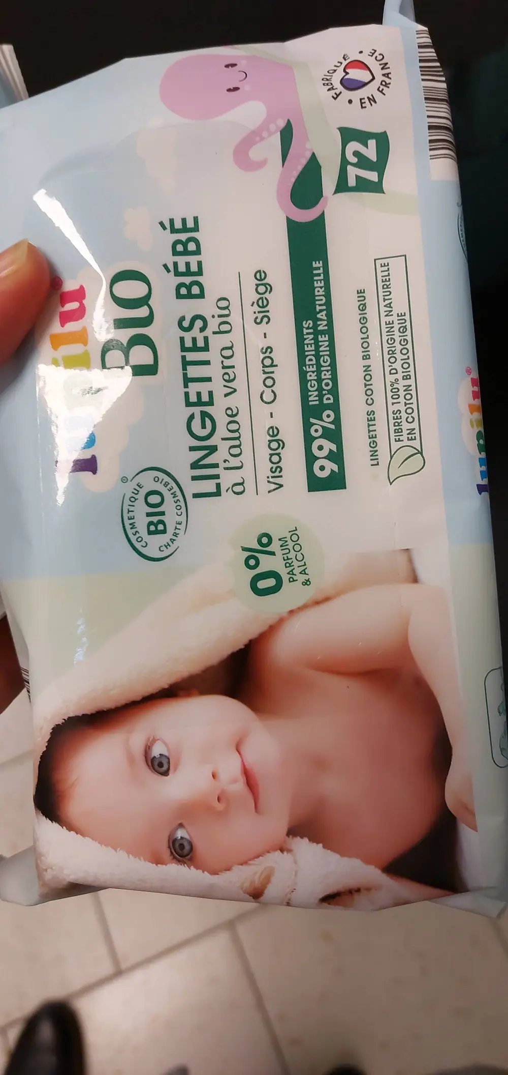 LUPILU - Lingettes bébé à l'aloe vera bio