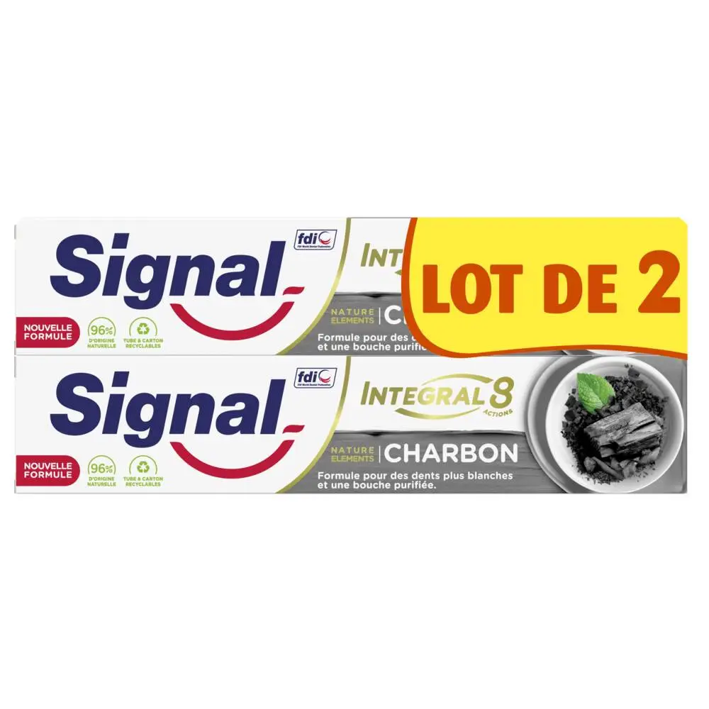 SIGNAL - Signal Integral 8 Dentifrice Nature Elements Blancheur & Détox 2x75ml