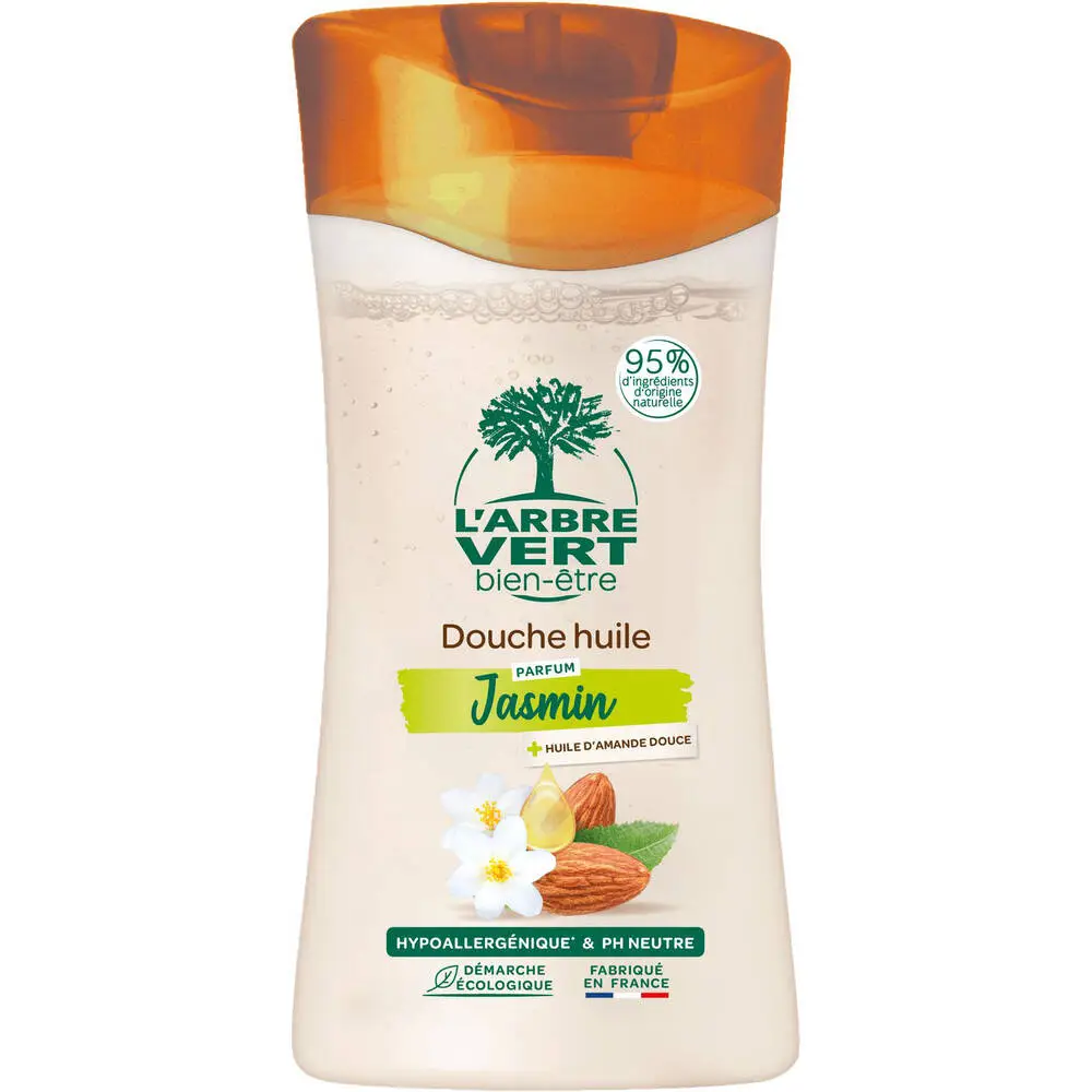 L'ARBRE VERT BIEN-ÊTRE - L'Arbre Vert Bien-être Douche huile Parfum Jasmin + Huile d'amande douce - Hypoallergénique et pH Neutre - 95% d'ingrédients d'origine naturelle - 250mL