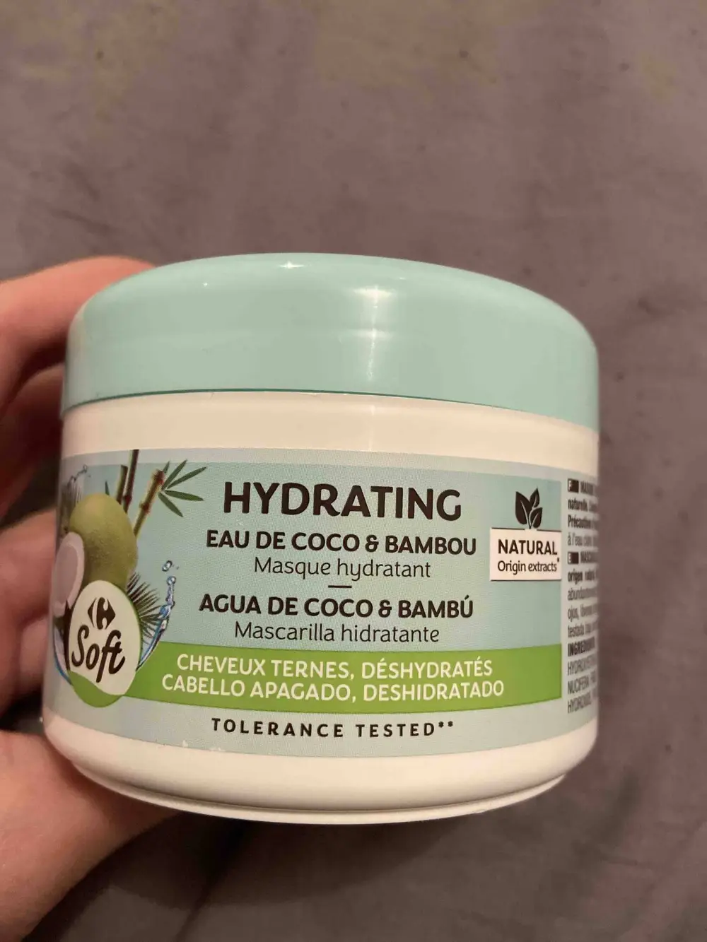 CARREFOUR - Carrefour soft - Eau de coco & bambou Masque hydratant