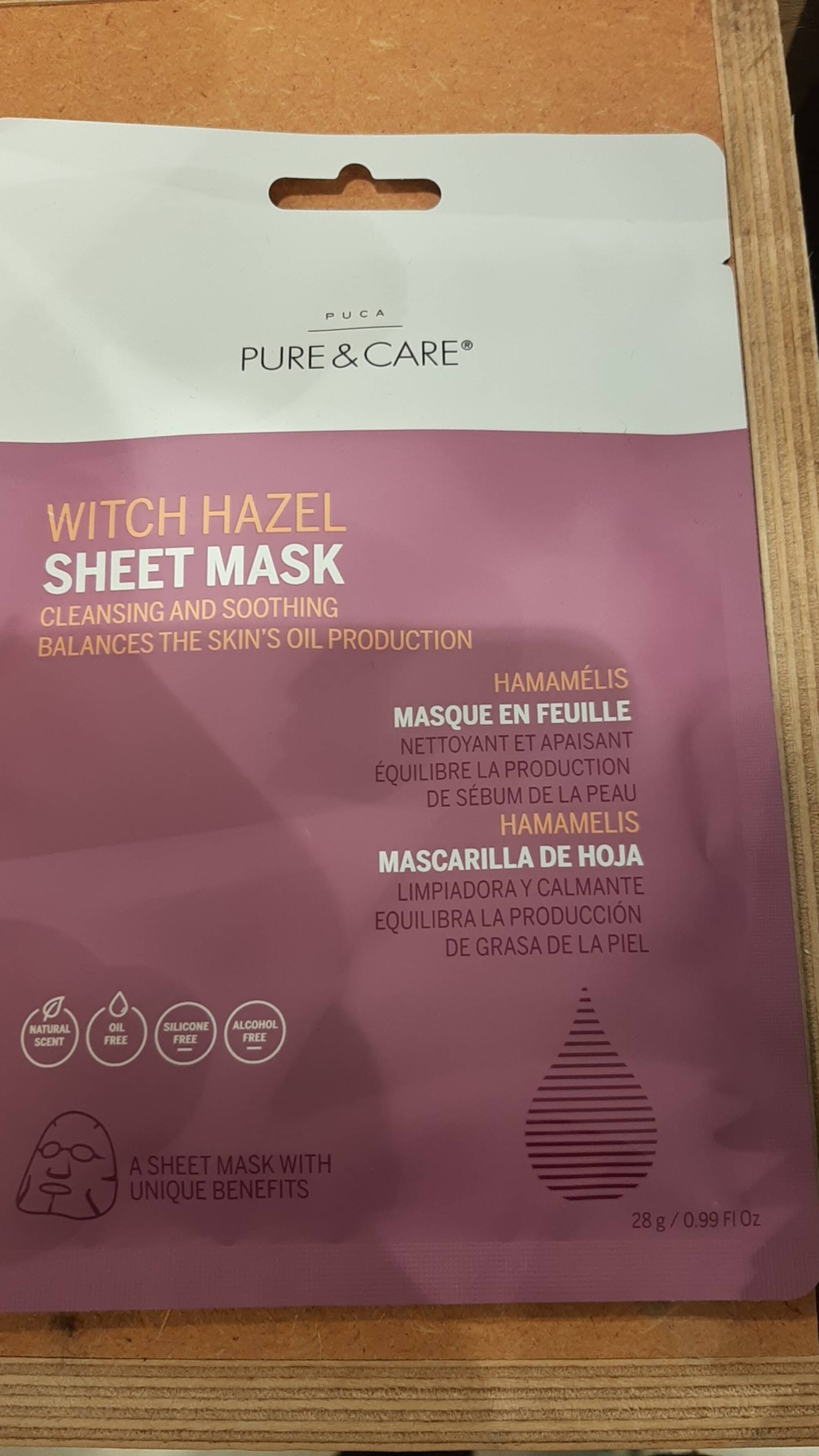 PURE & CARE - Hamamélis - Masque en feuille