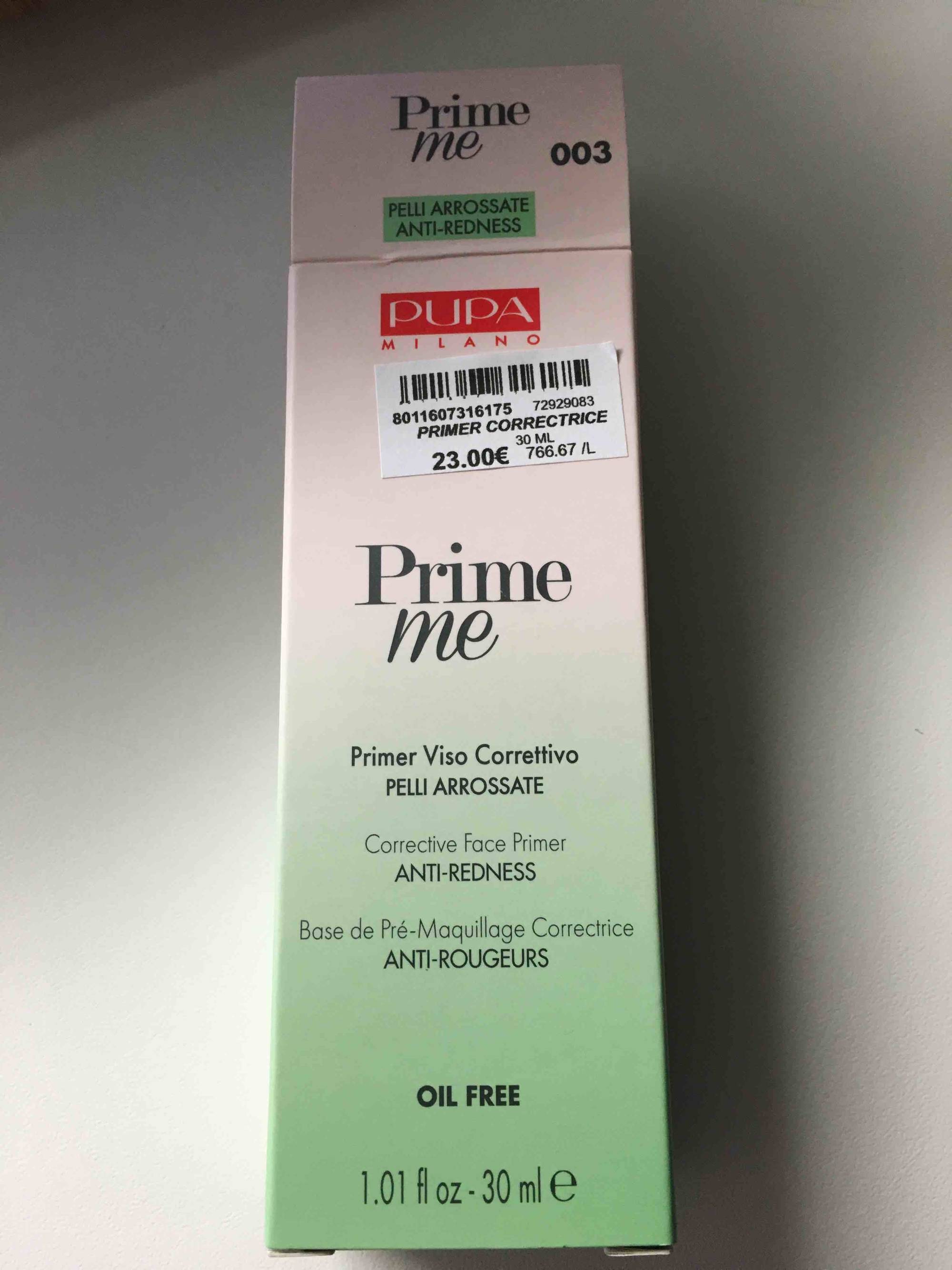 PUPA MILANO - Prime me - Base de pré-maquillage correctrice anti-rougeurs